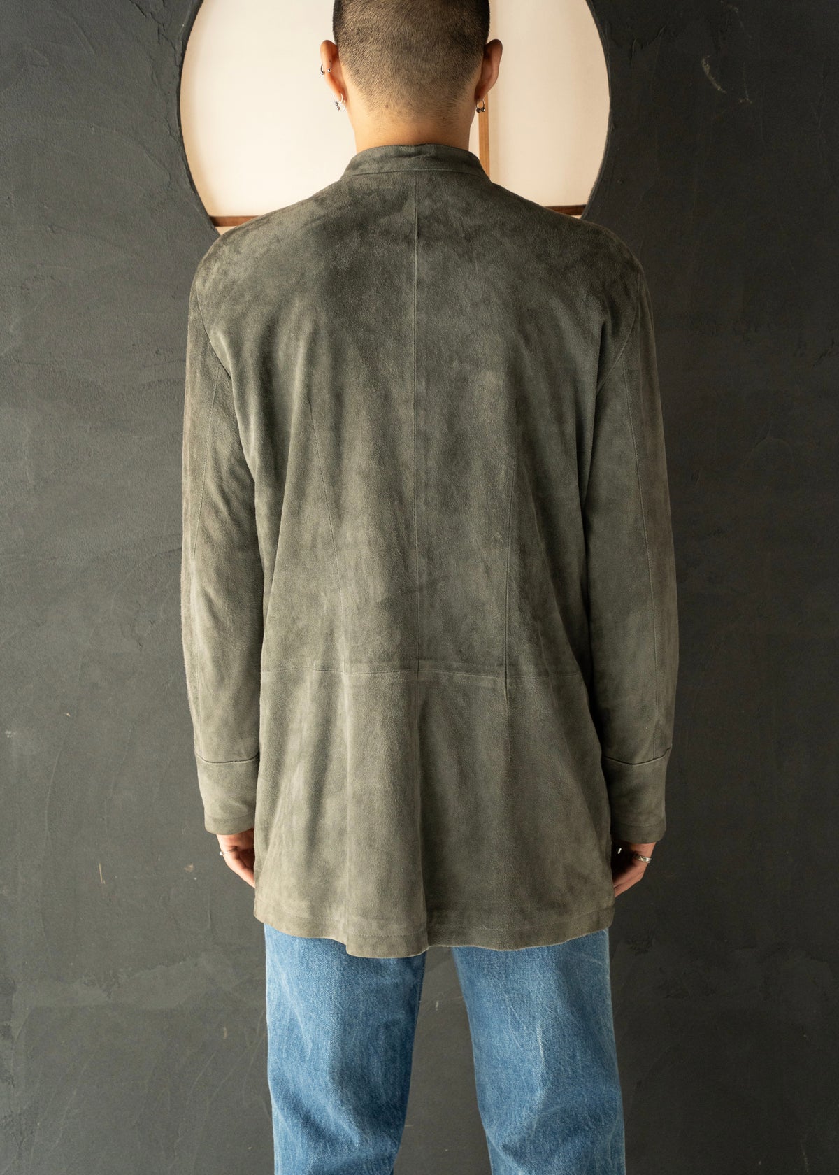 1998SS EMPORIO ARMANI band collar suede leather jacket