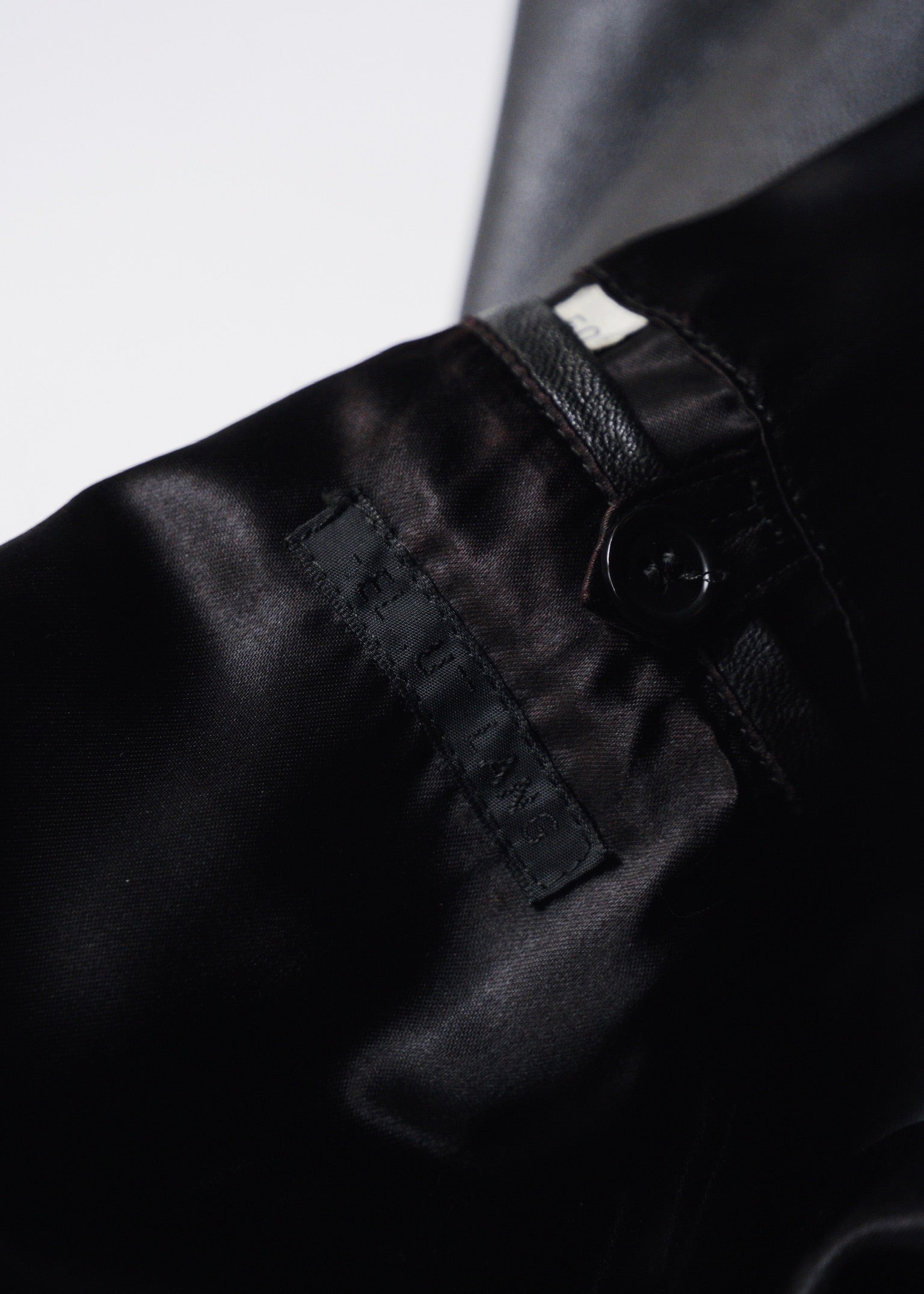 HELMUT LANG fly front leather chesterfield coat