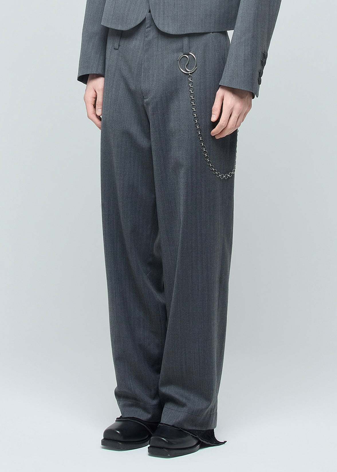 SHOOP 26AW RAYMOND CHAIN TROUSERS / Grey Herringbone