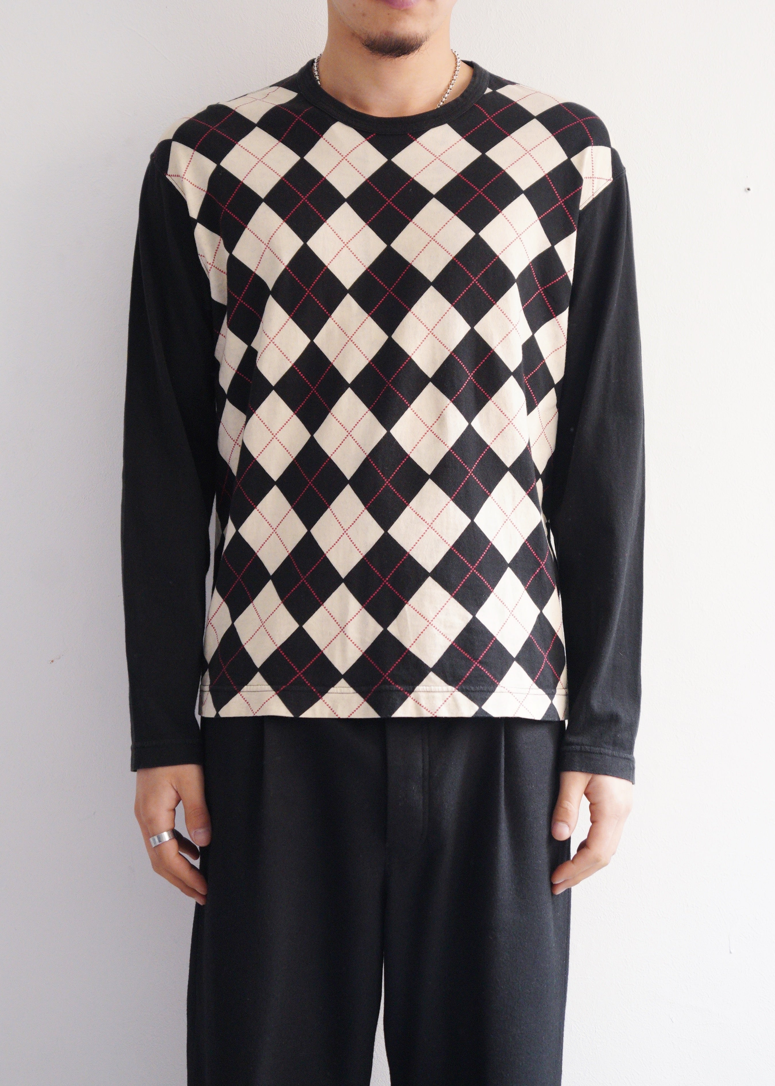 COMME des GARCONS HOMME 08AW argyle cotton long sleeve t shirt