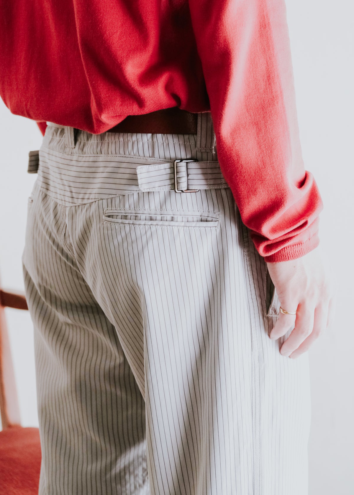 00's EMPORIO ARMANI striped wide buggy modal trousers