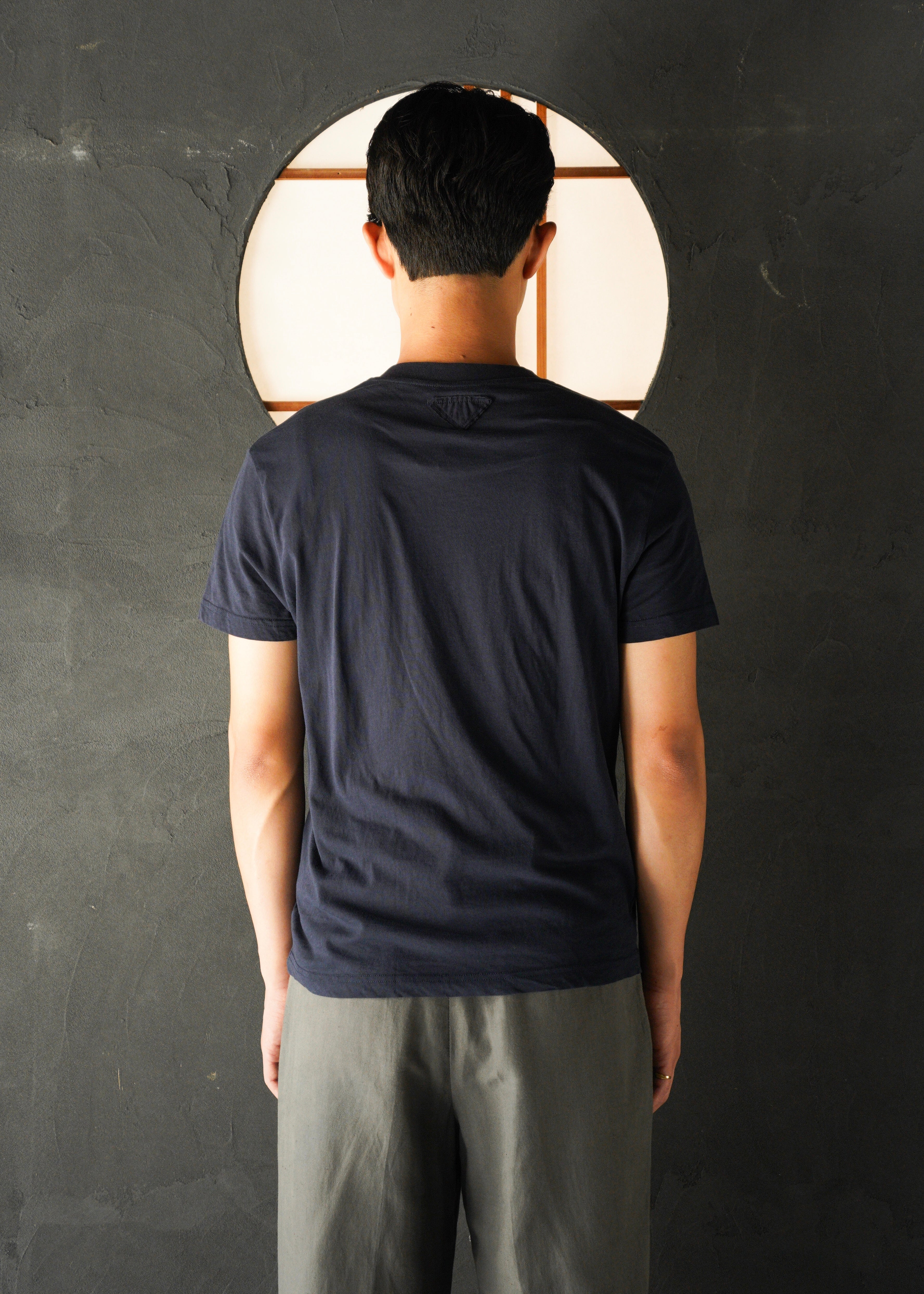 PRADA 2015 triangle patch v neck cotton T-shirt