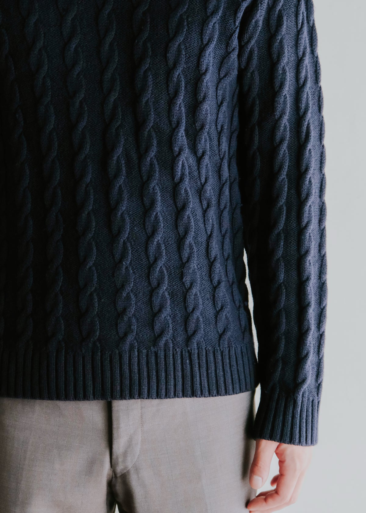 90's agnes b. homme v neck cable knit