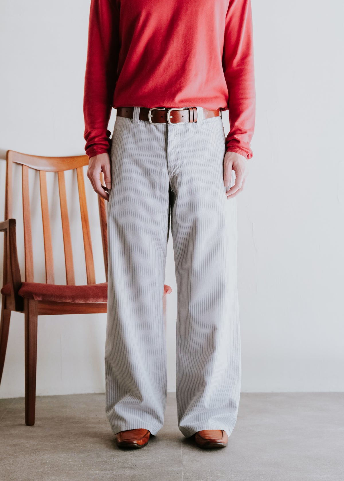 00's EMPORIO ARMANI striped wide buggy modal trousers