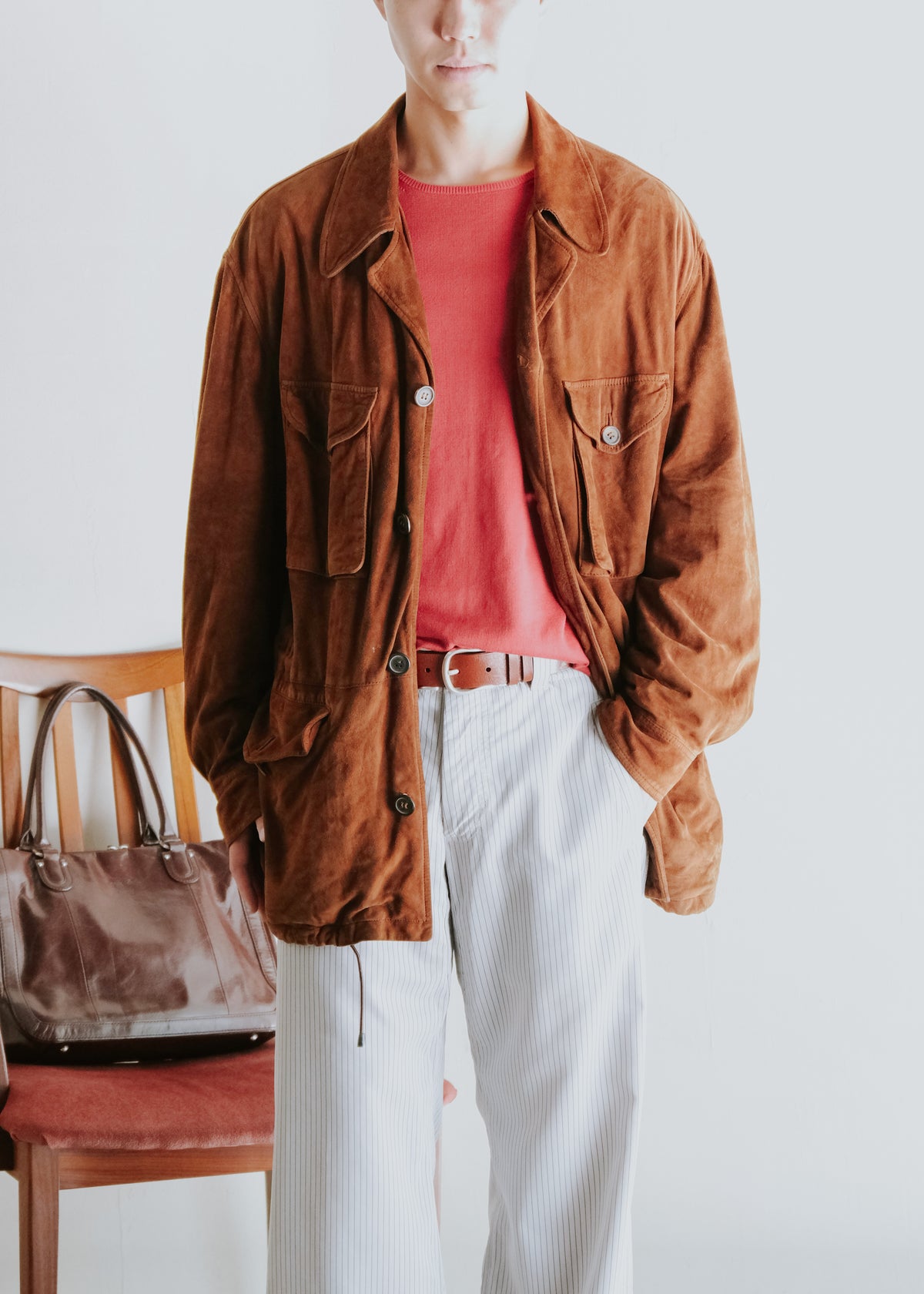 80's HUGO BOSS suede leather safari jacket