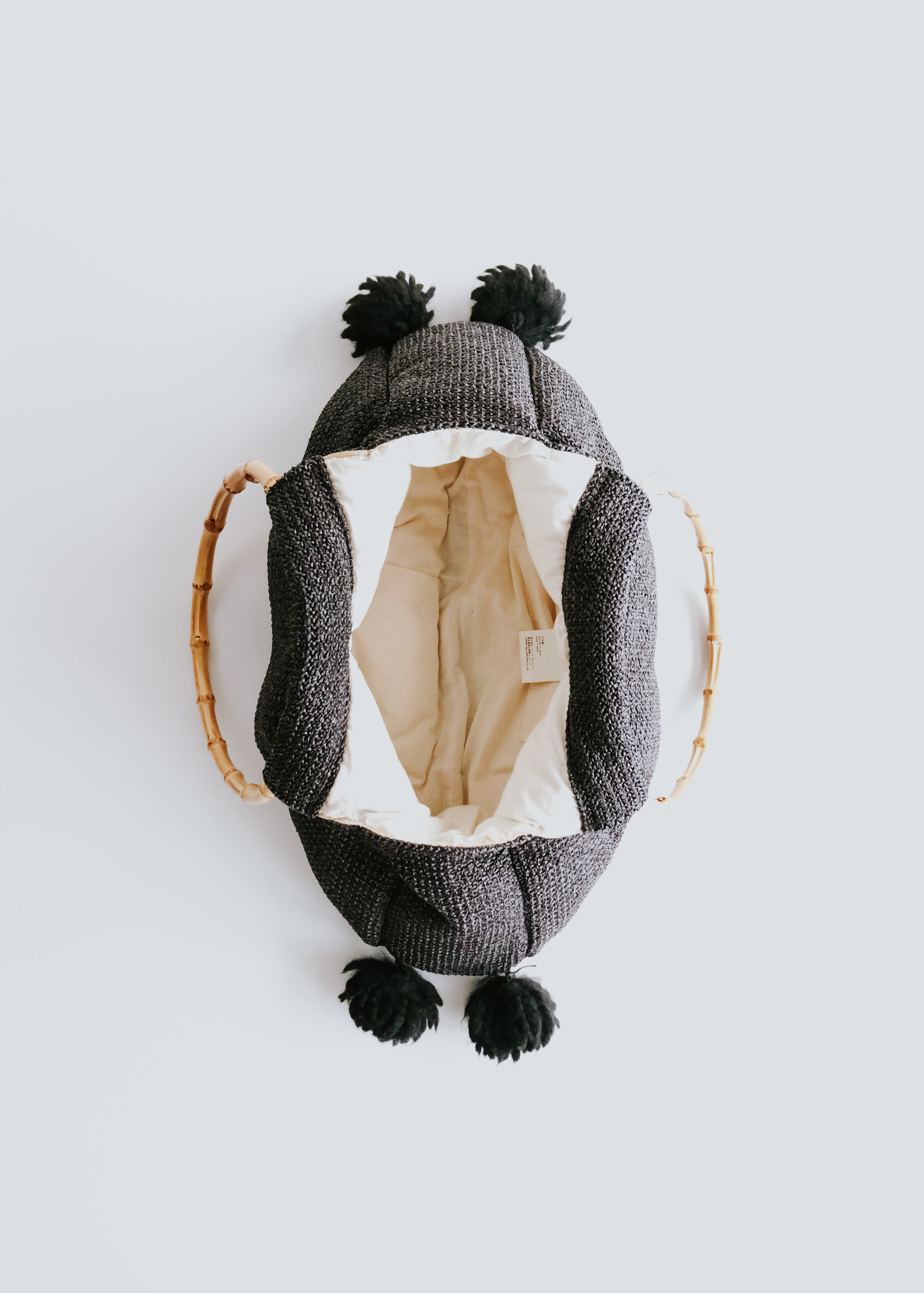 tricot COMME des GARÇONS nylon quilting hand bag with circle bamboo handle