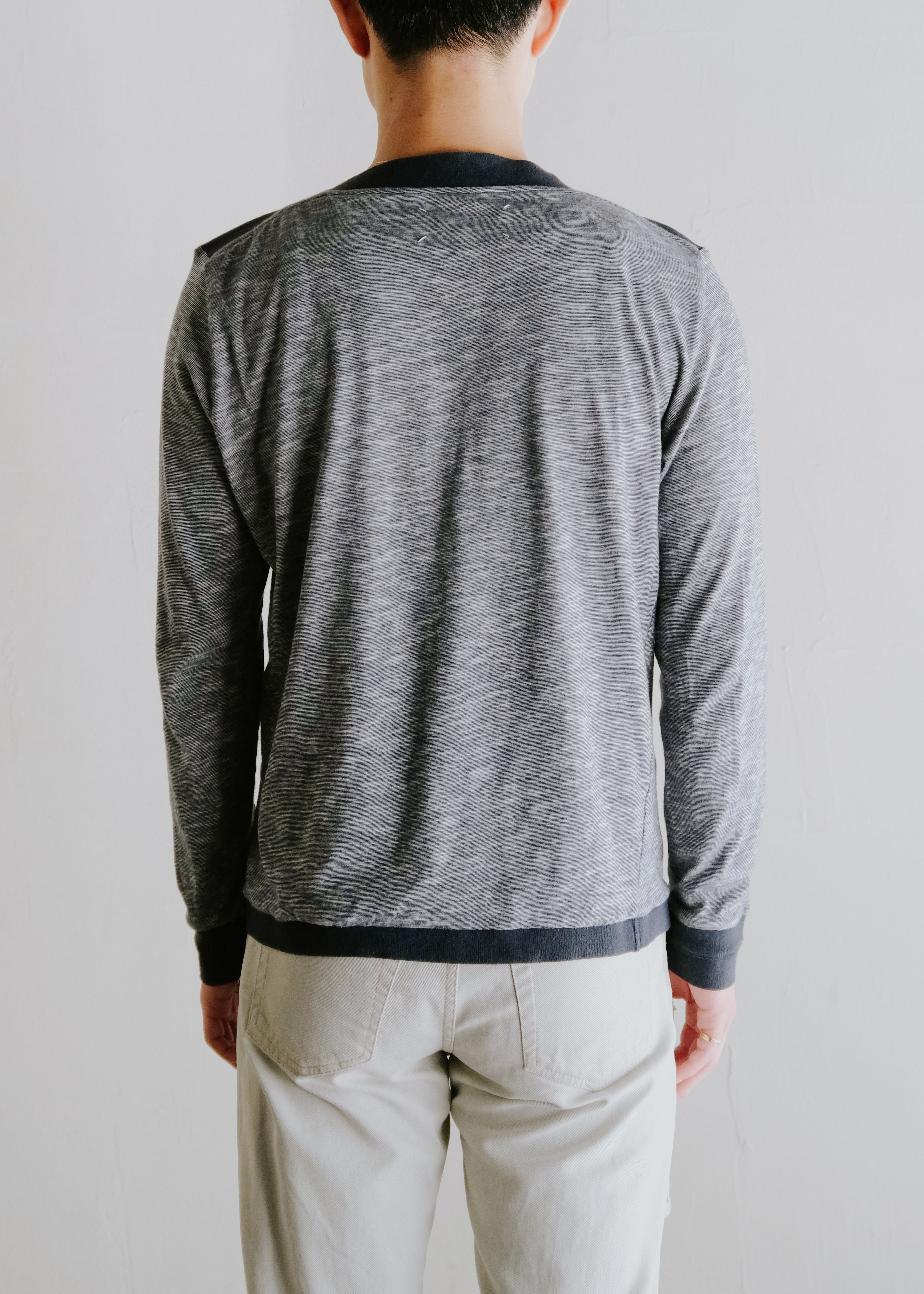 Maison Martin Margiela 11SS boat neck cotton bi-color knit