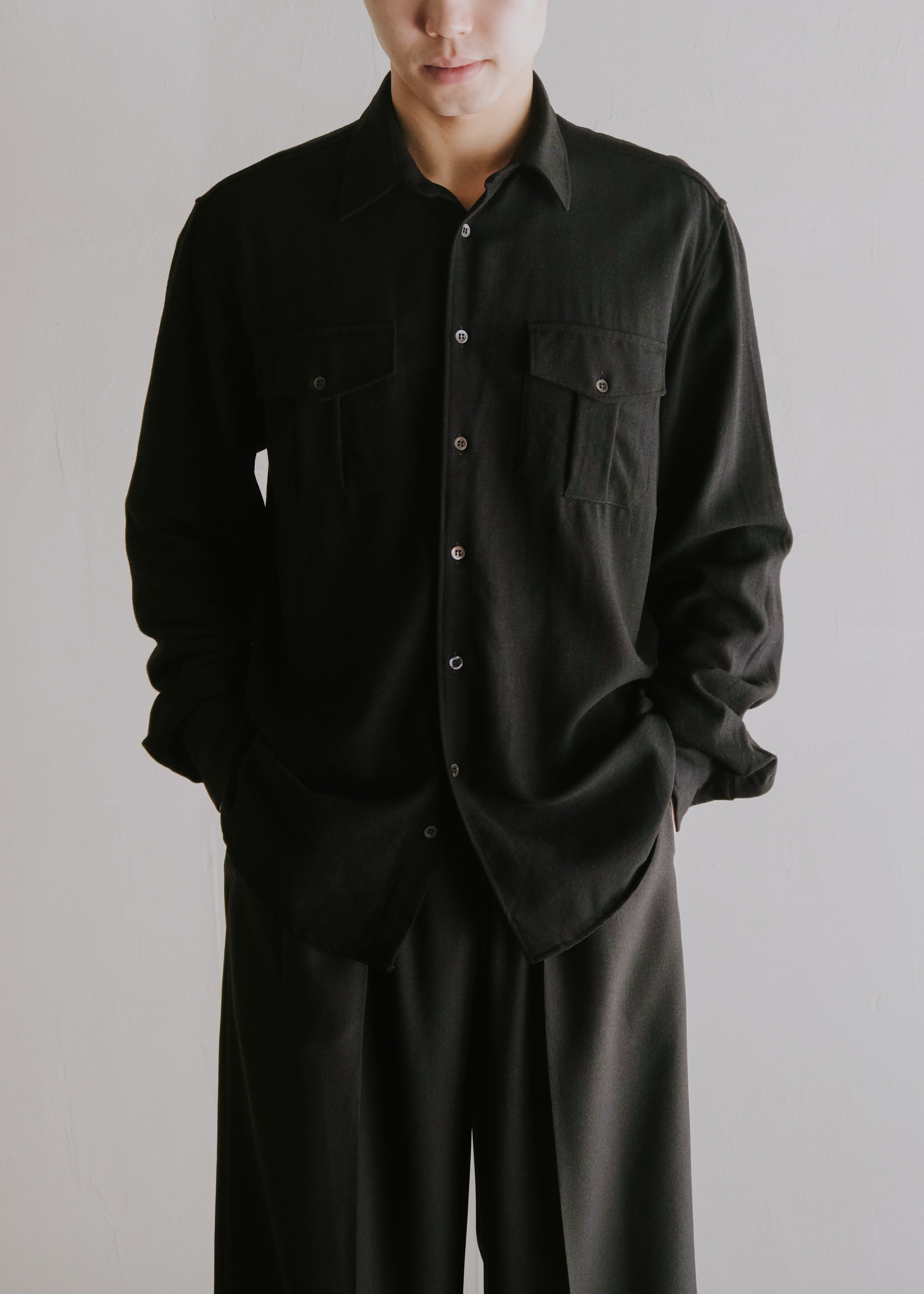 DRIES VAN NOTEN ドリスヴァンノッテン 00年代 ウール レギュラーカラーシャツ 長袖 アーカイブ ヴィンテージ メンズ