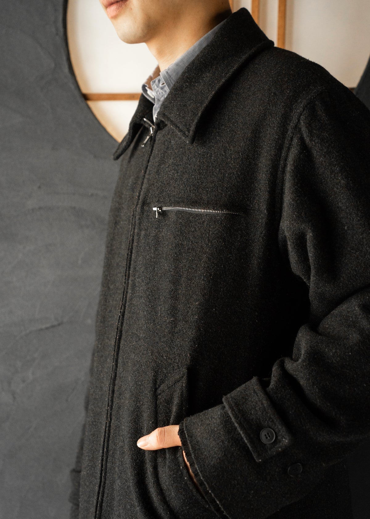 90's agnes b. homme zip up wool blouson