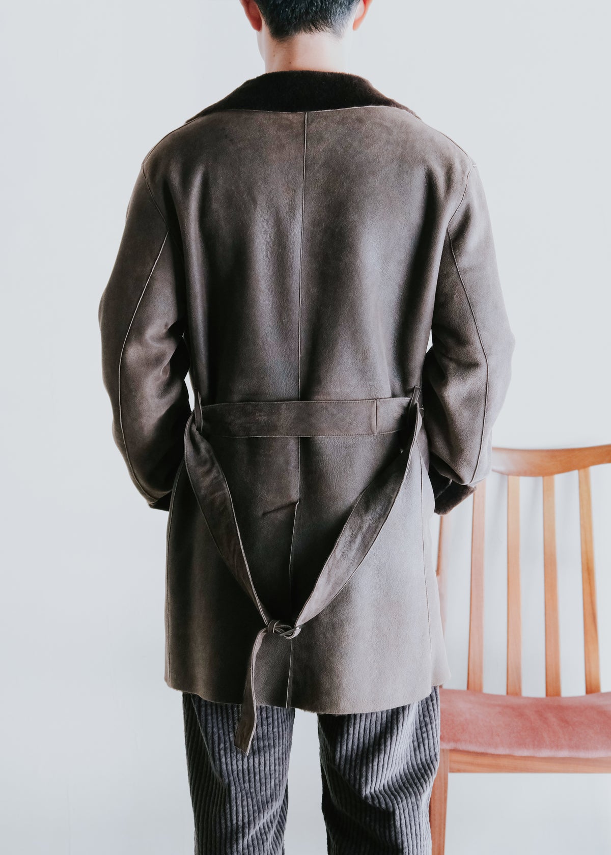 00's JIL SANDER shearling leather double-breasted half coat
