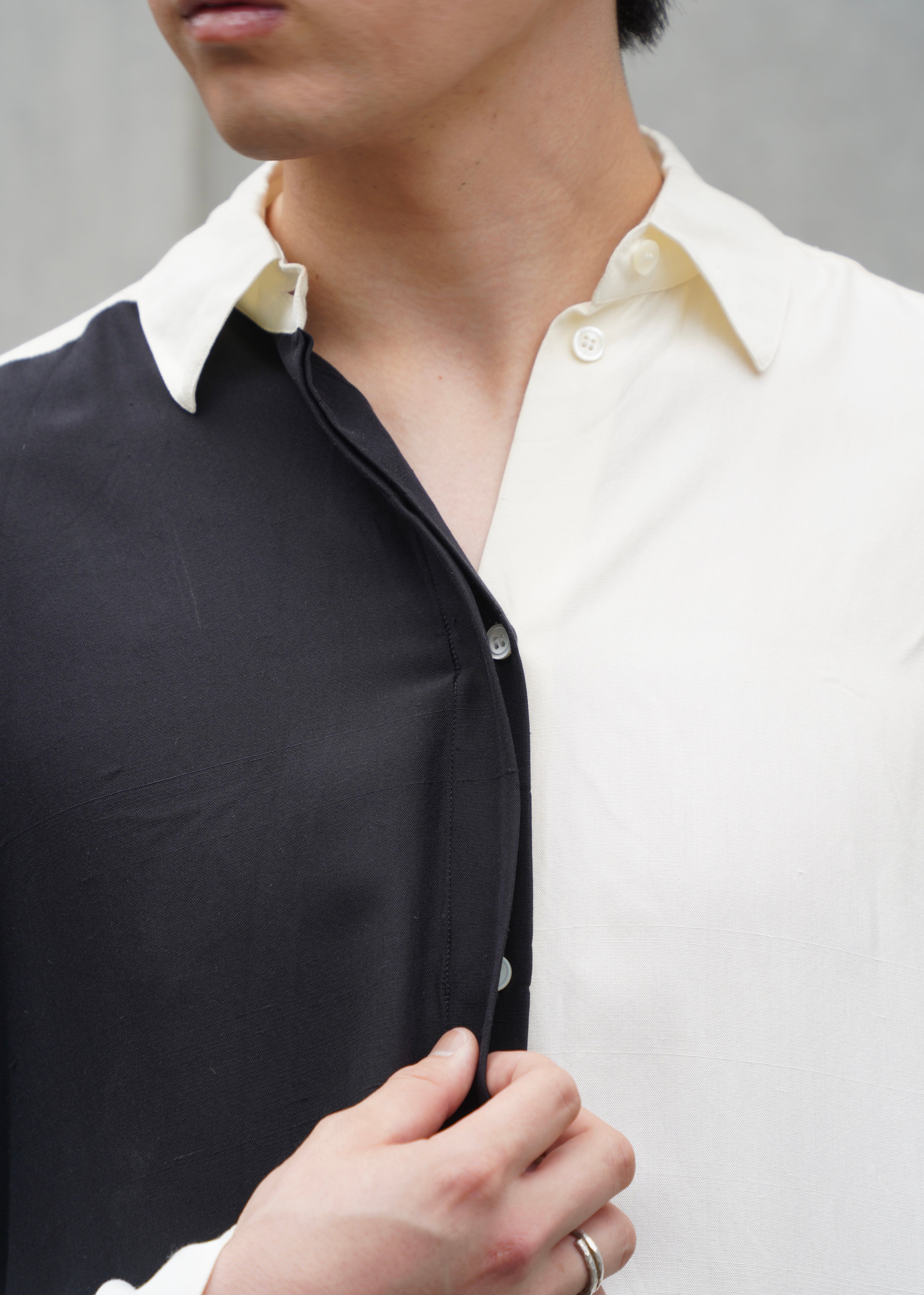 Loewe Two-Tone Silk Fly-Front Shirt