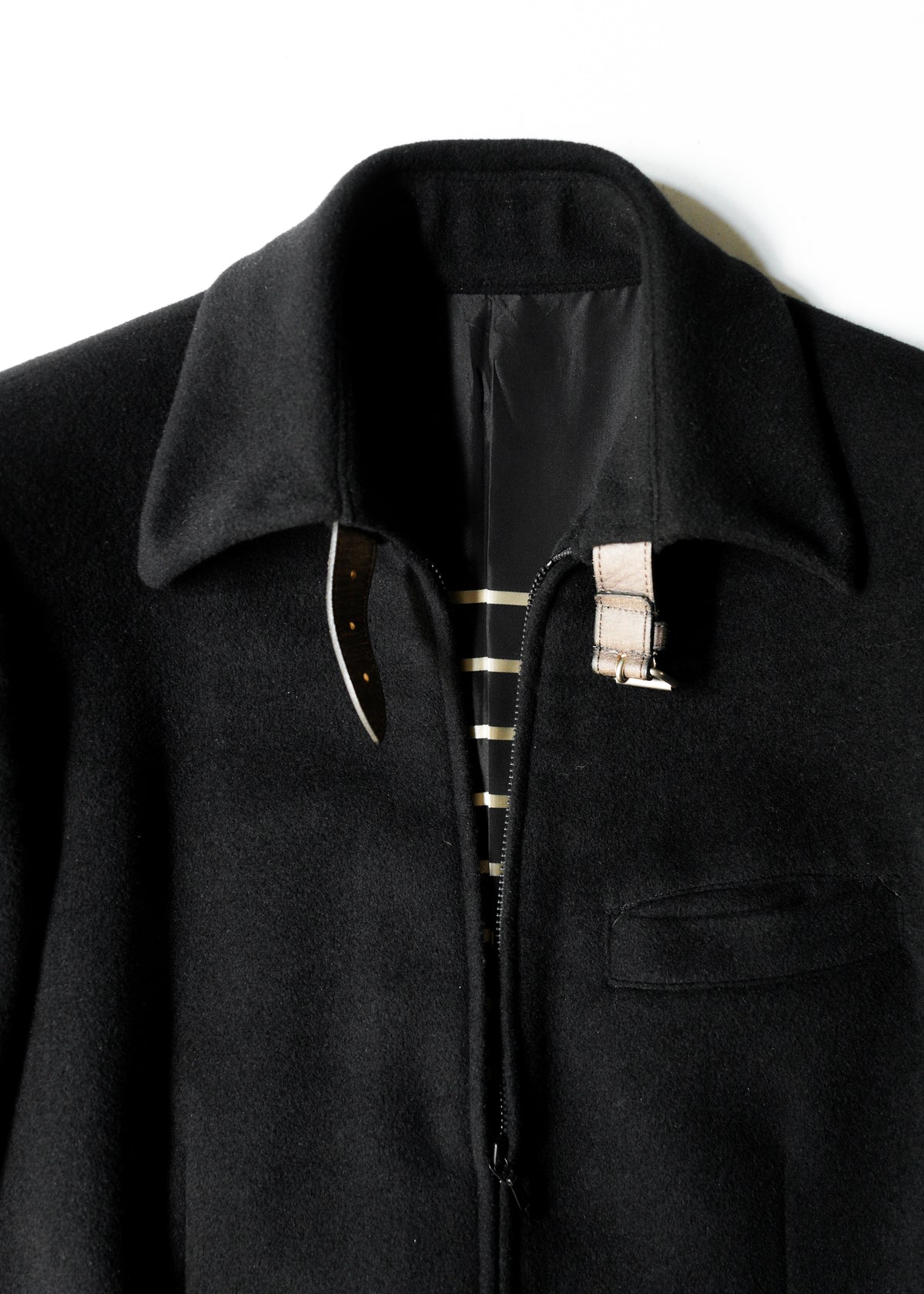 Jean Paul Gaultier HOMME belted neck double zip angora blend wool maxi-length coat