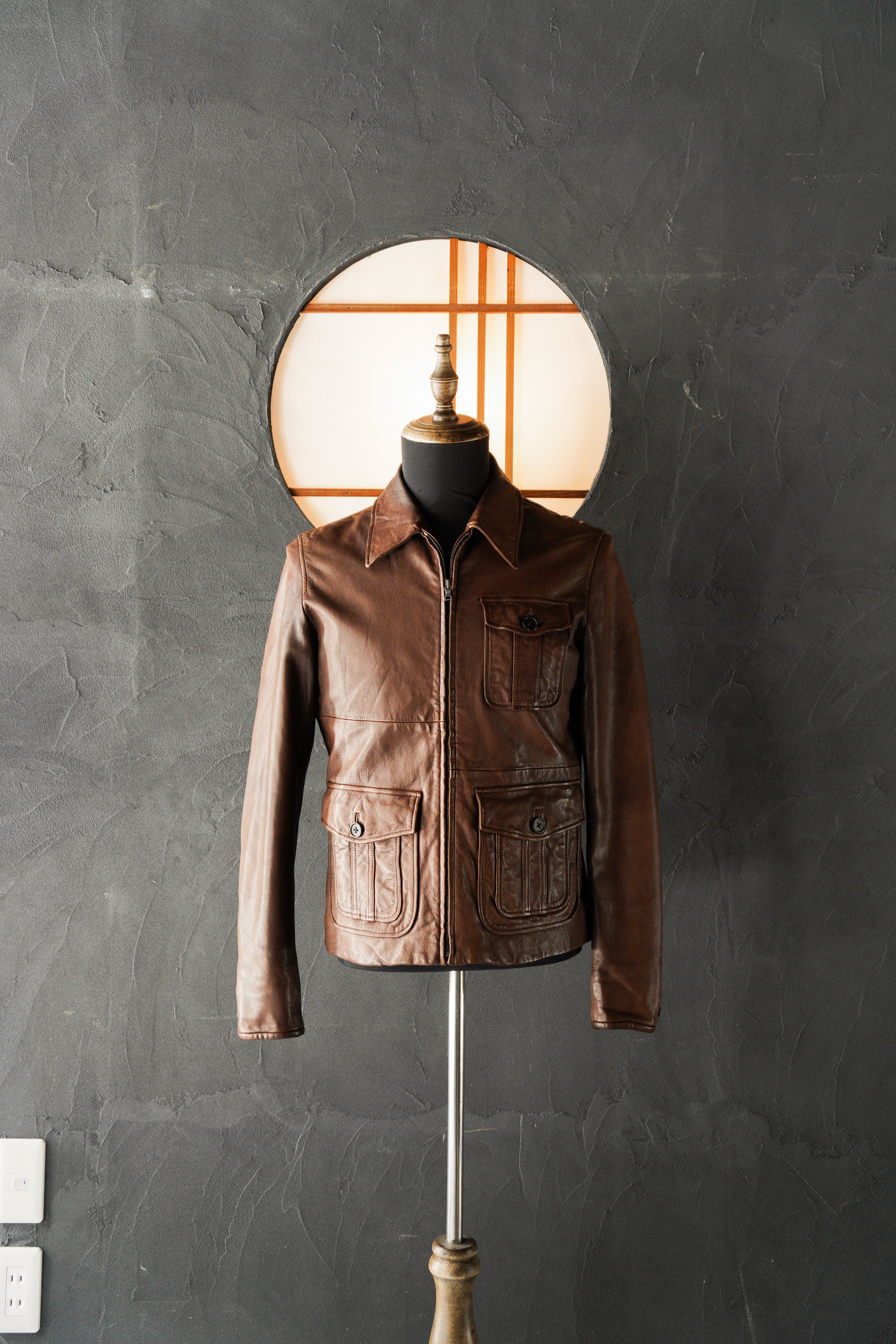 Paul Smith safari leather zip-up blouson