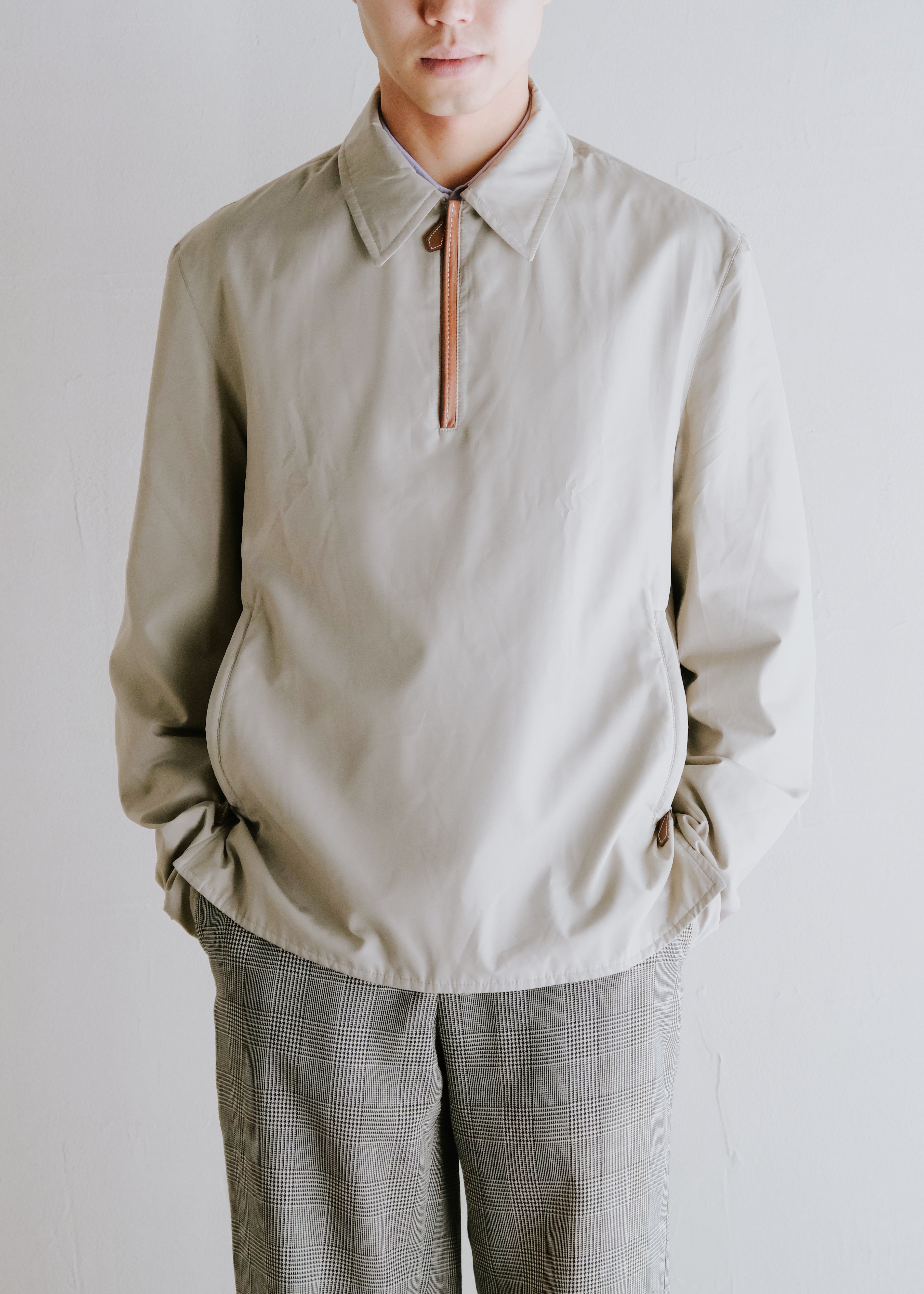 HERMÈS 00's half zip polyester light padded jacket
