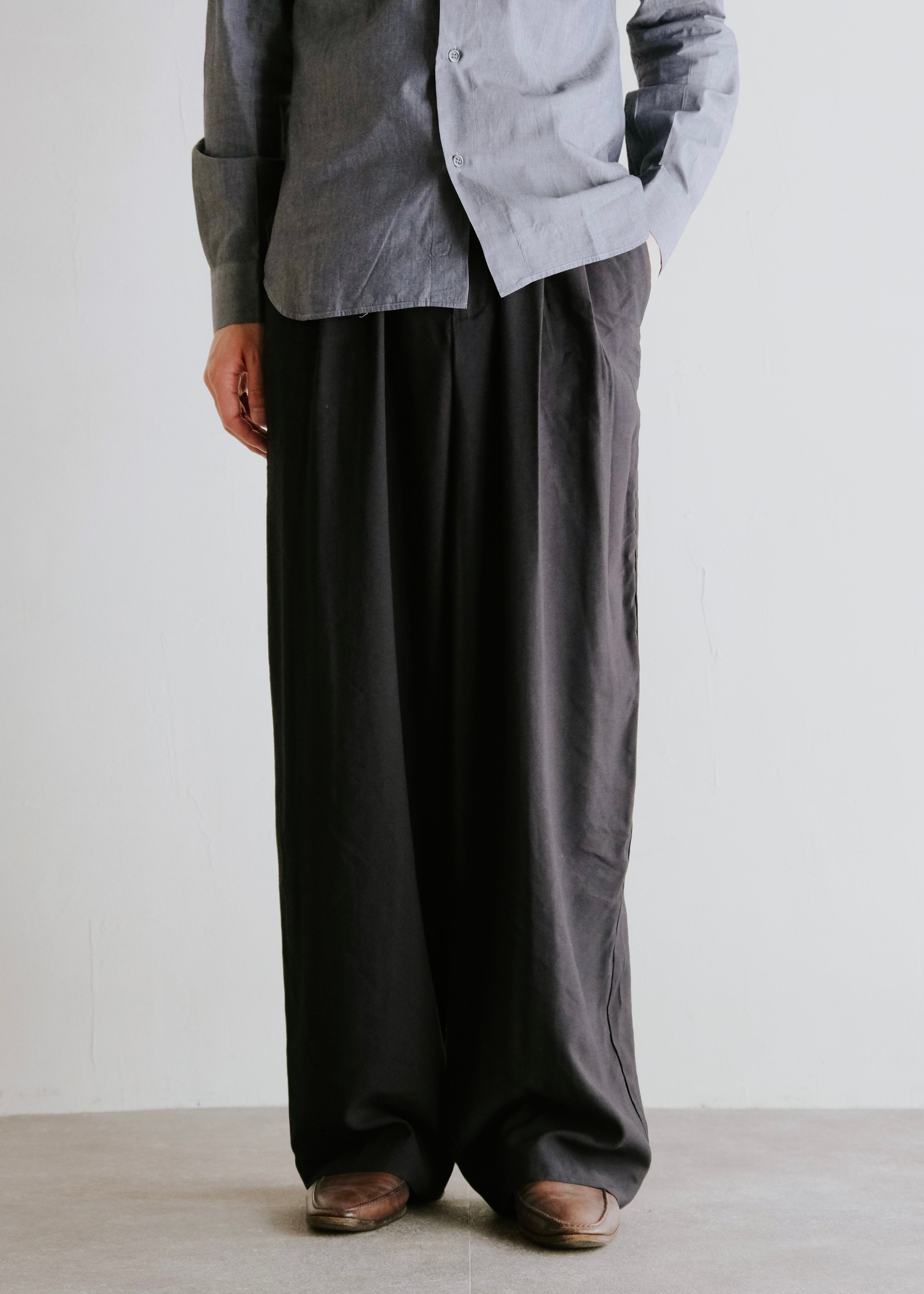 two tucked rayon slacks