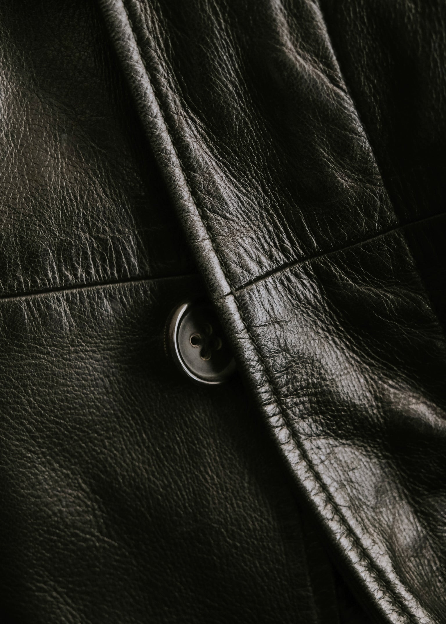 00's JIL SANDER fly front leather mid length coat