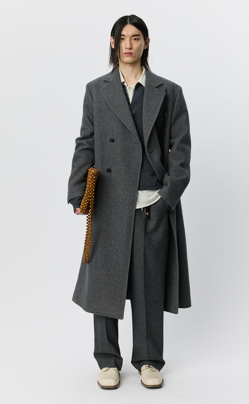 mfpen 26AW Conference Coat / Grey Herringbone
