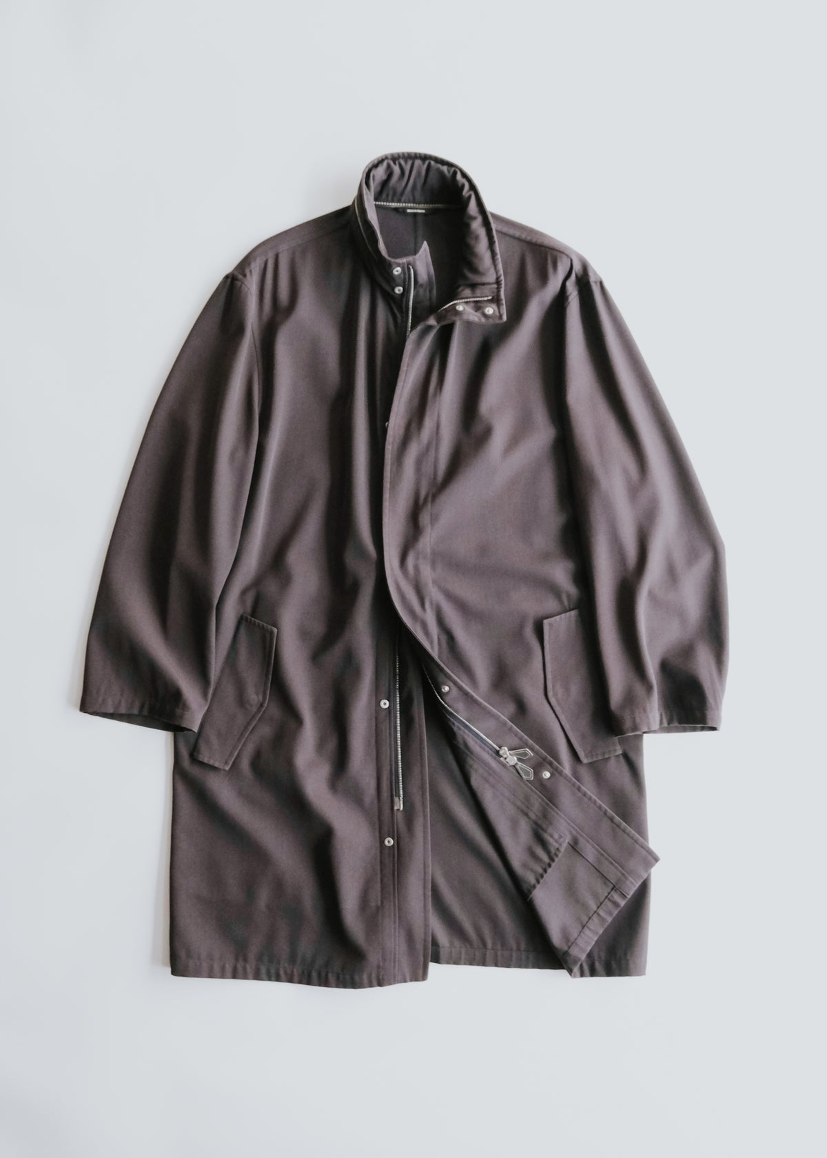 90-00's HERMÈS sigle stand collar fly front wool coat