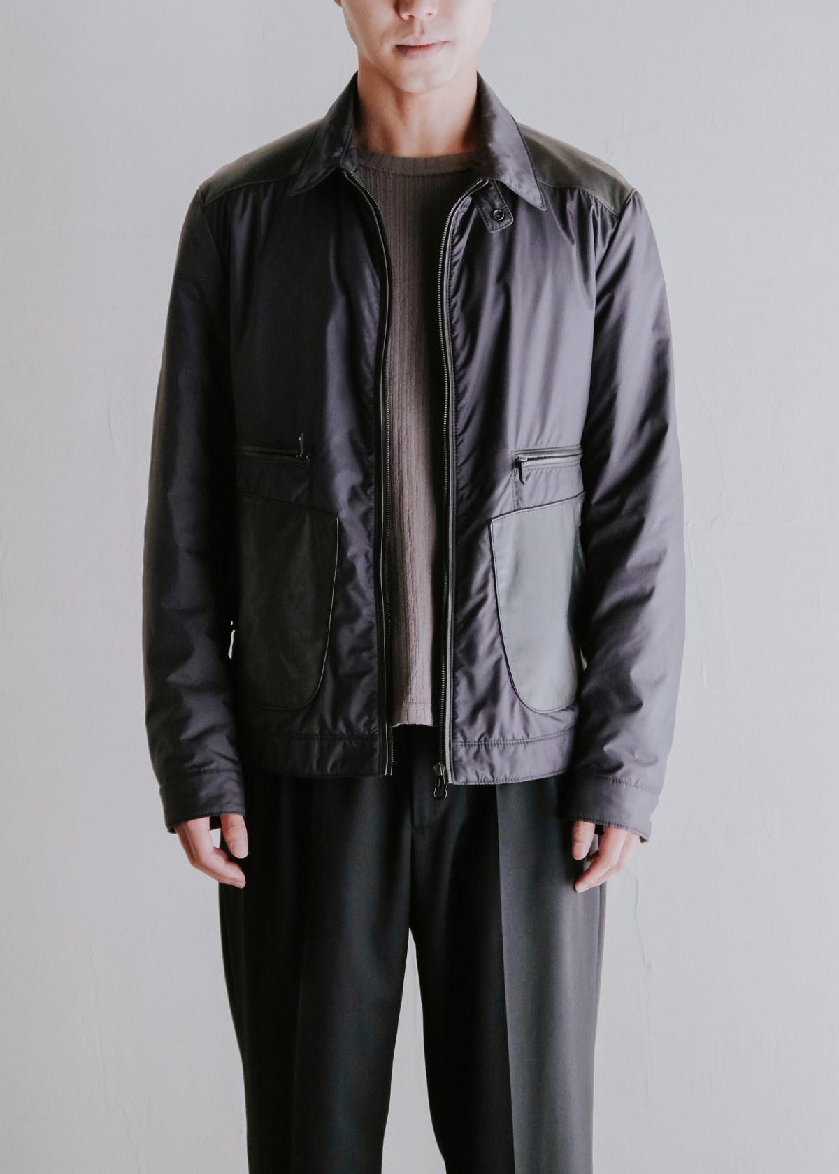 Salvatore Ferragamo サルヴァトーレフェラガモ 90-00年代 レザー patchworks padded ブルゾン メンズ