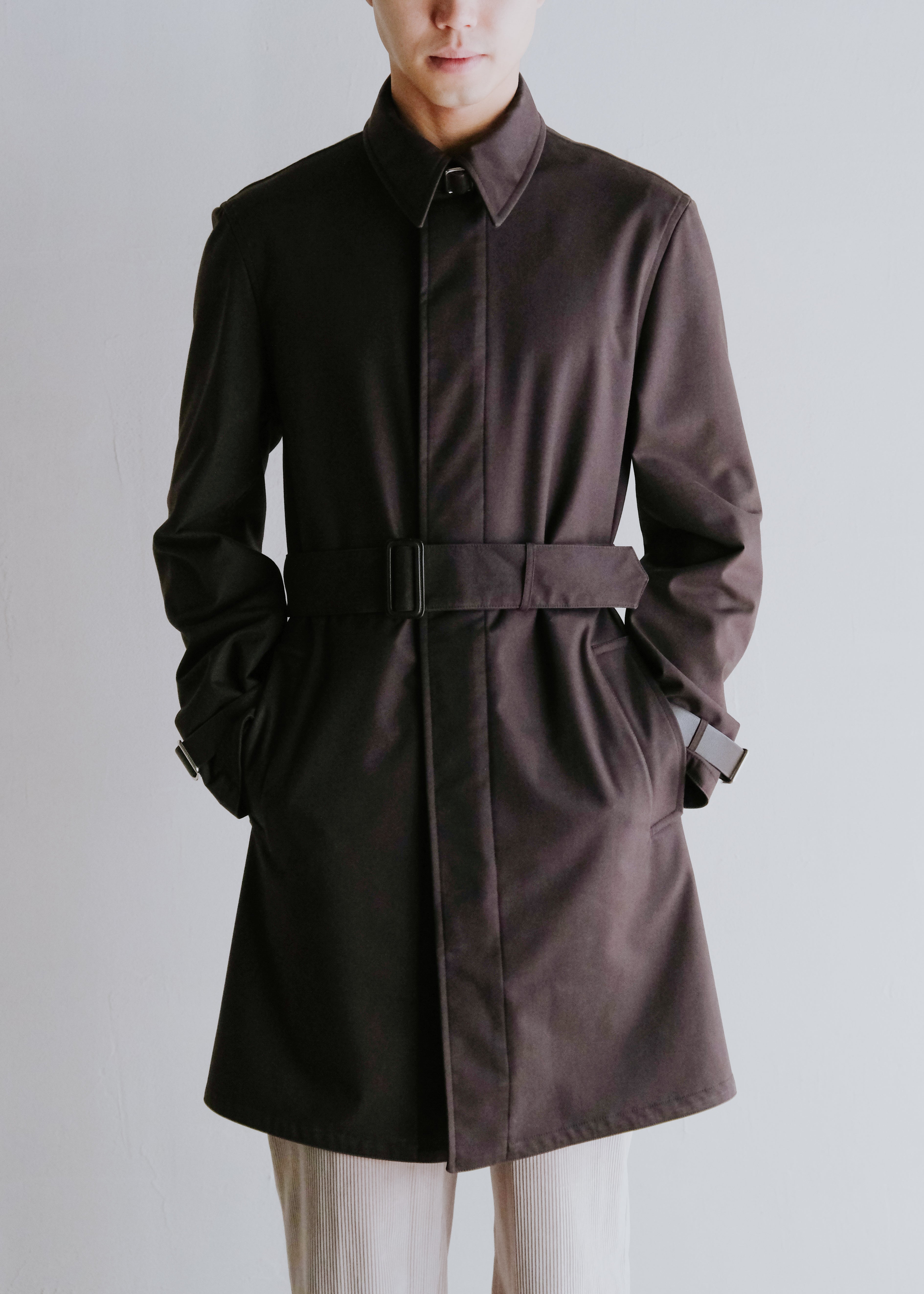 00's HERMÈS waxed cotton multiple belted coat