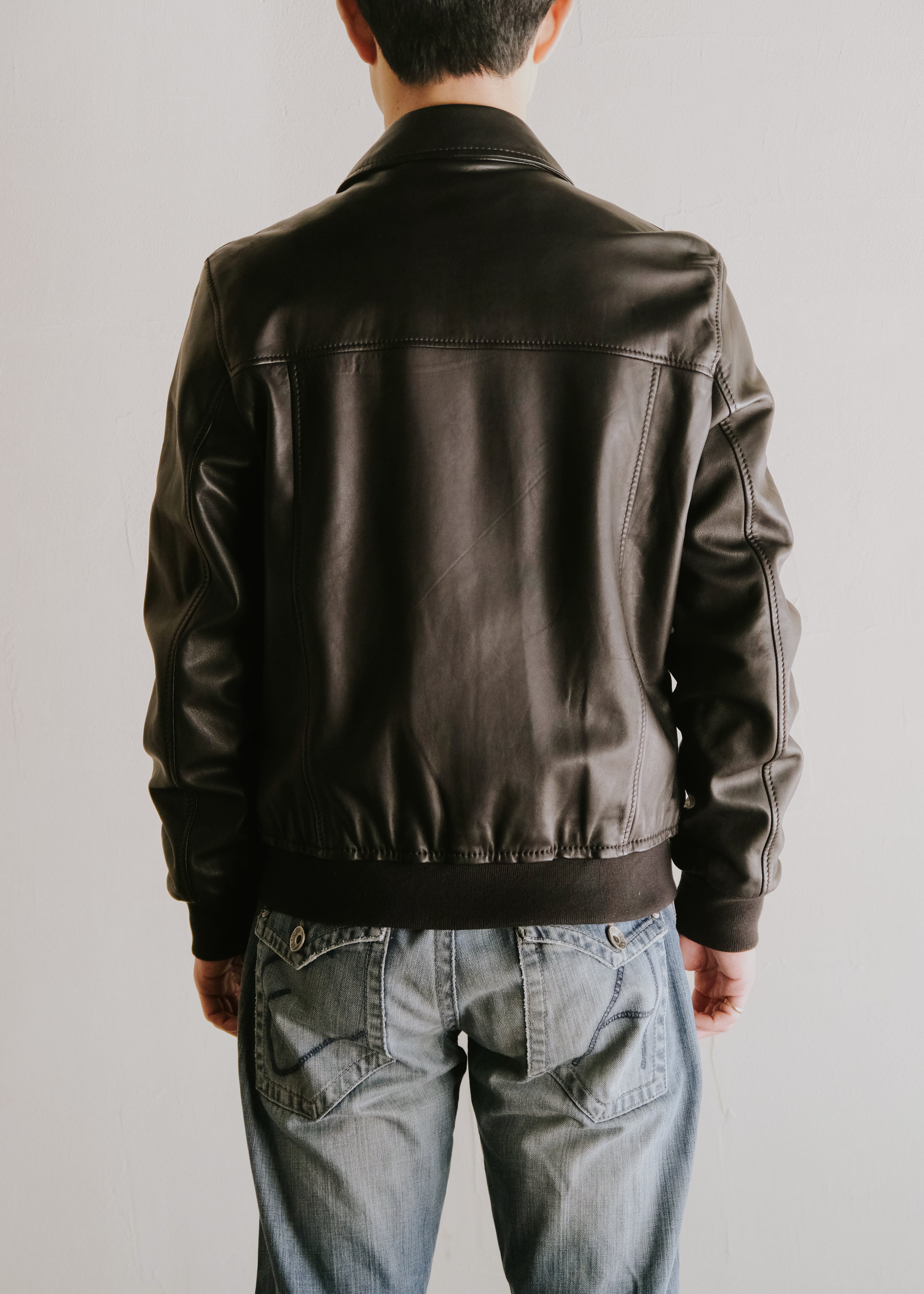 10's BOSS HUGO BOSS lamb leather zip up jacket