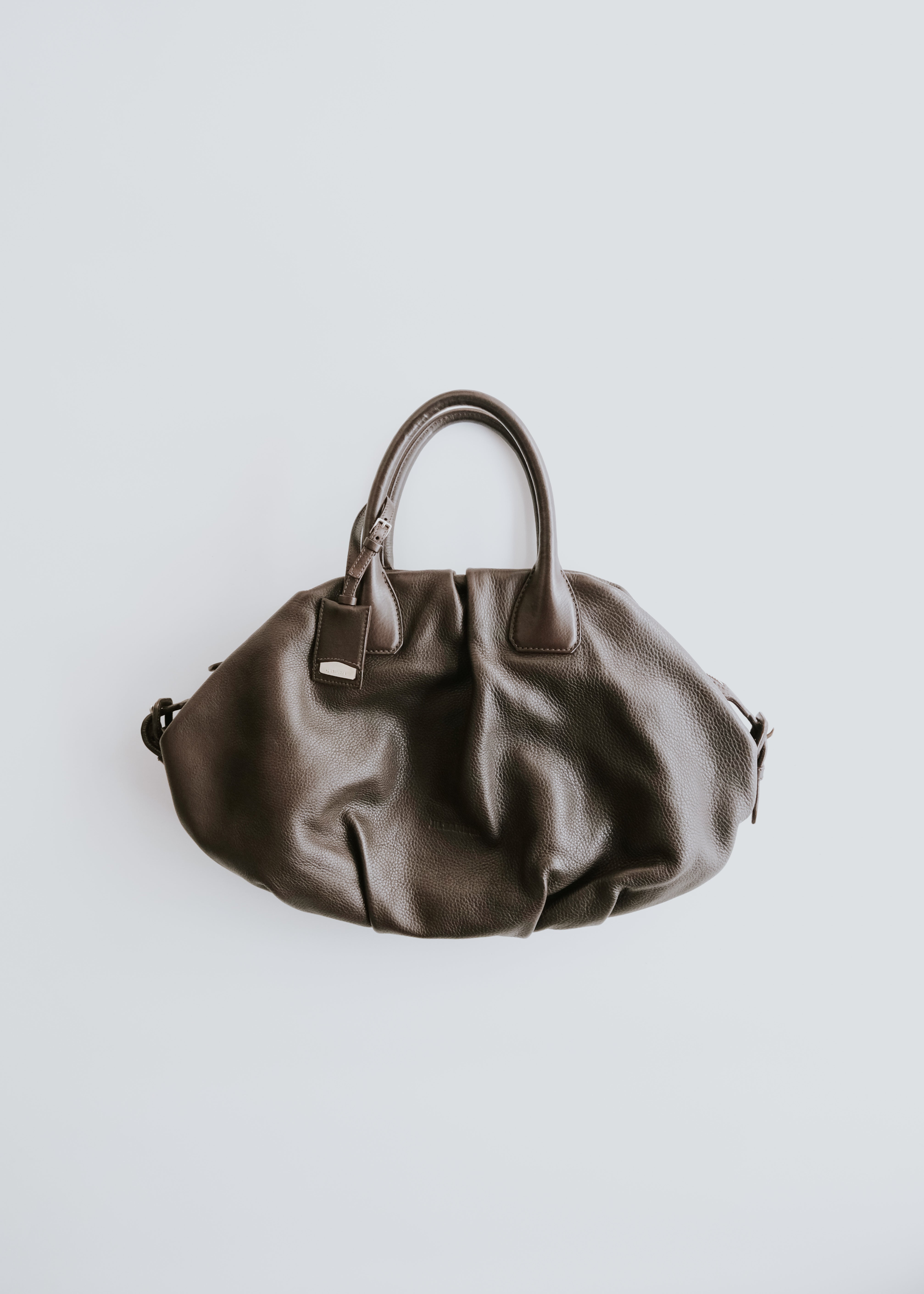 00's JIL SANDER gathered leather top handle bag