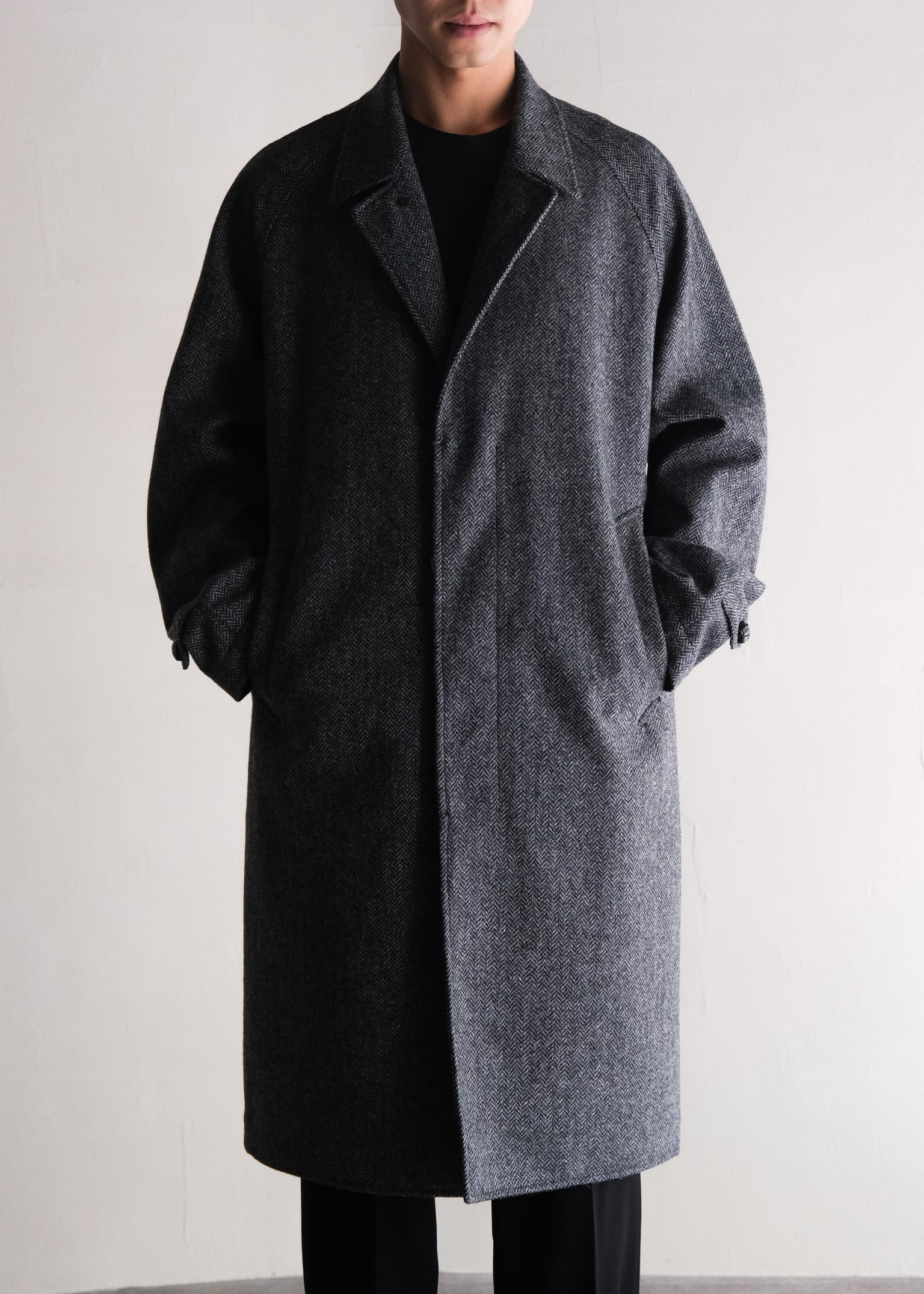 PHENIX by TKMT TYPE P-002A wool tweed balmacaan coat / Gray