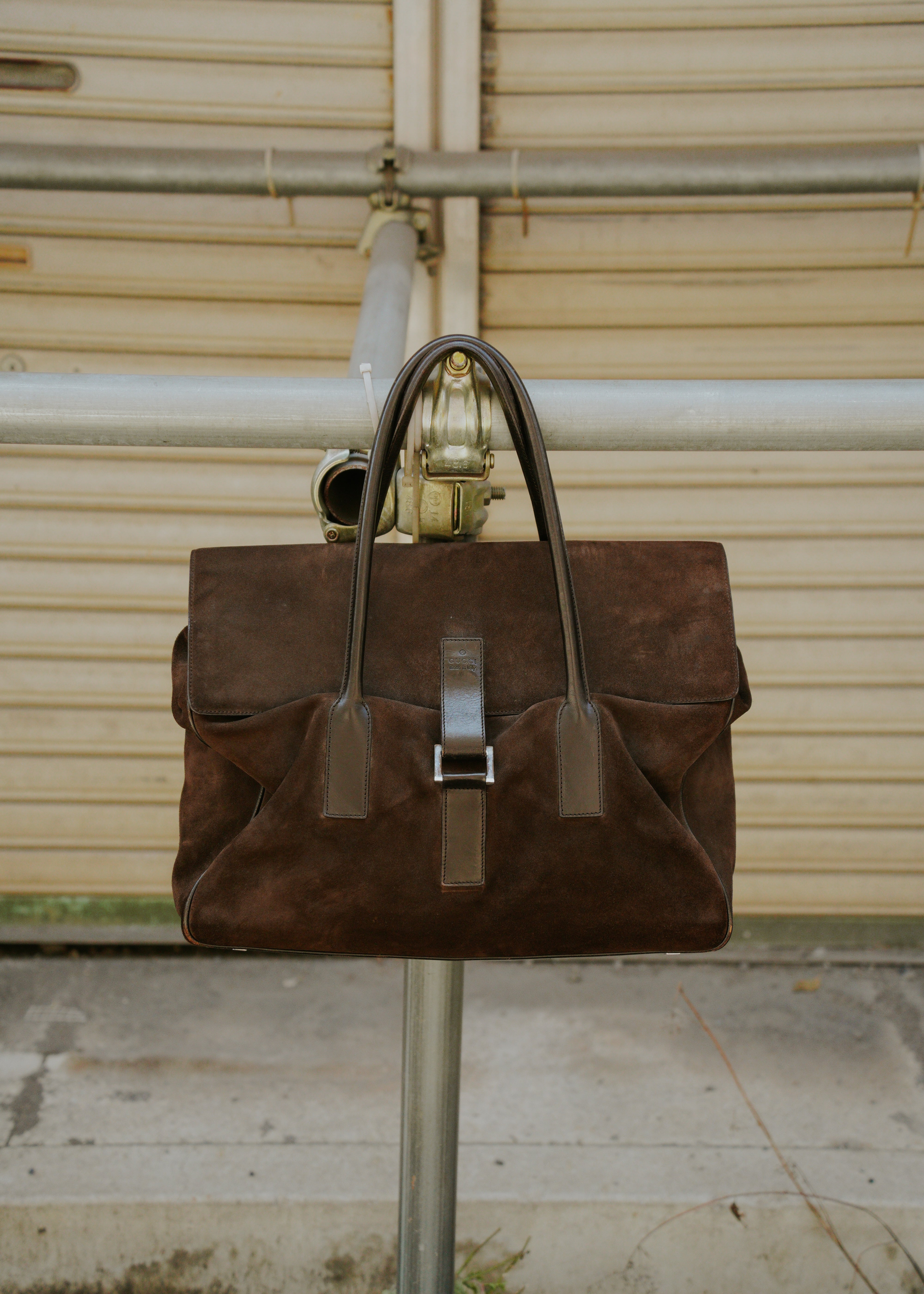 90-00's GUCCI suede leather boston bag
