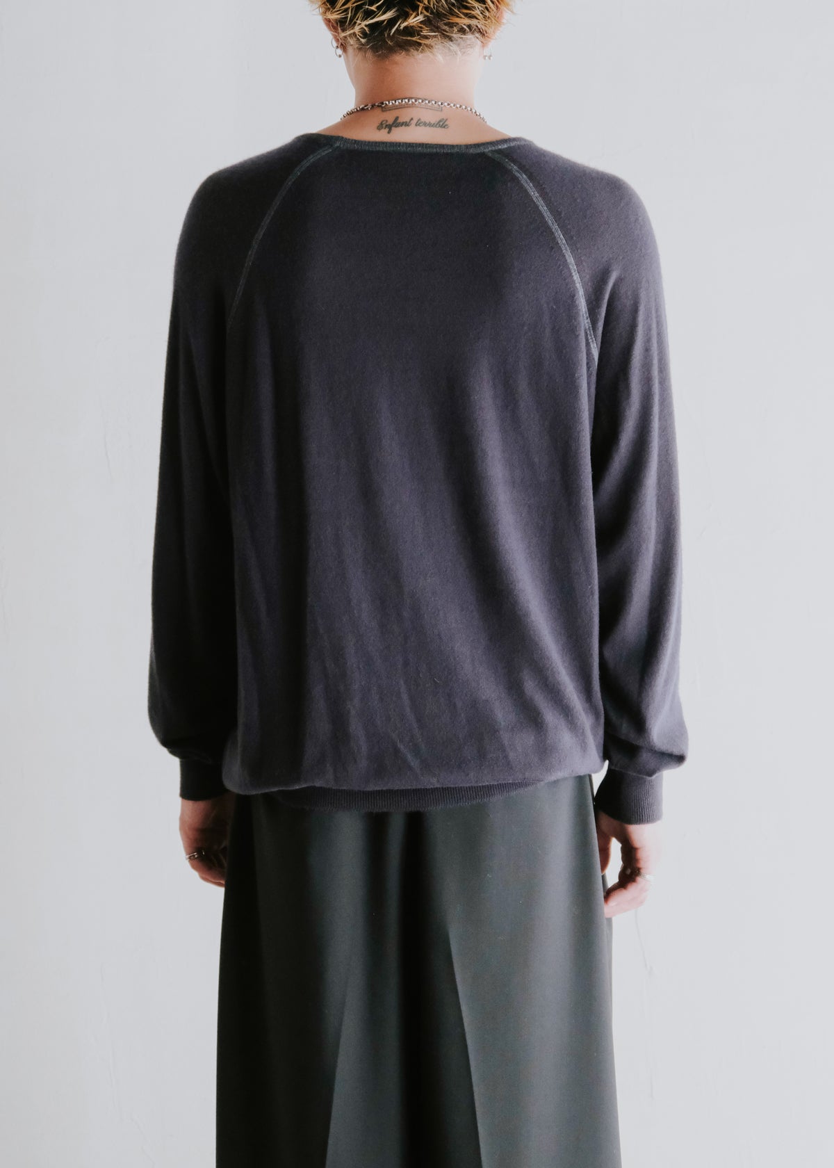 00's Salvatore Ferragamo cashmere cotton raglan sleeve crew neck knit