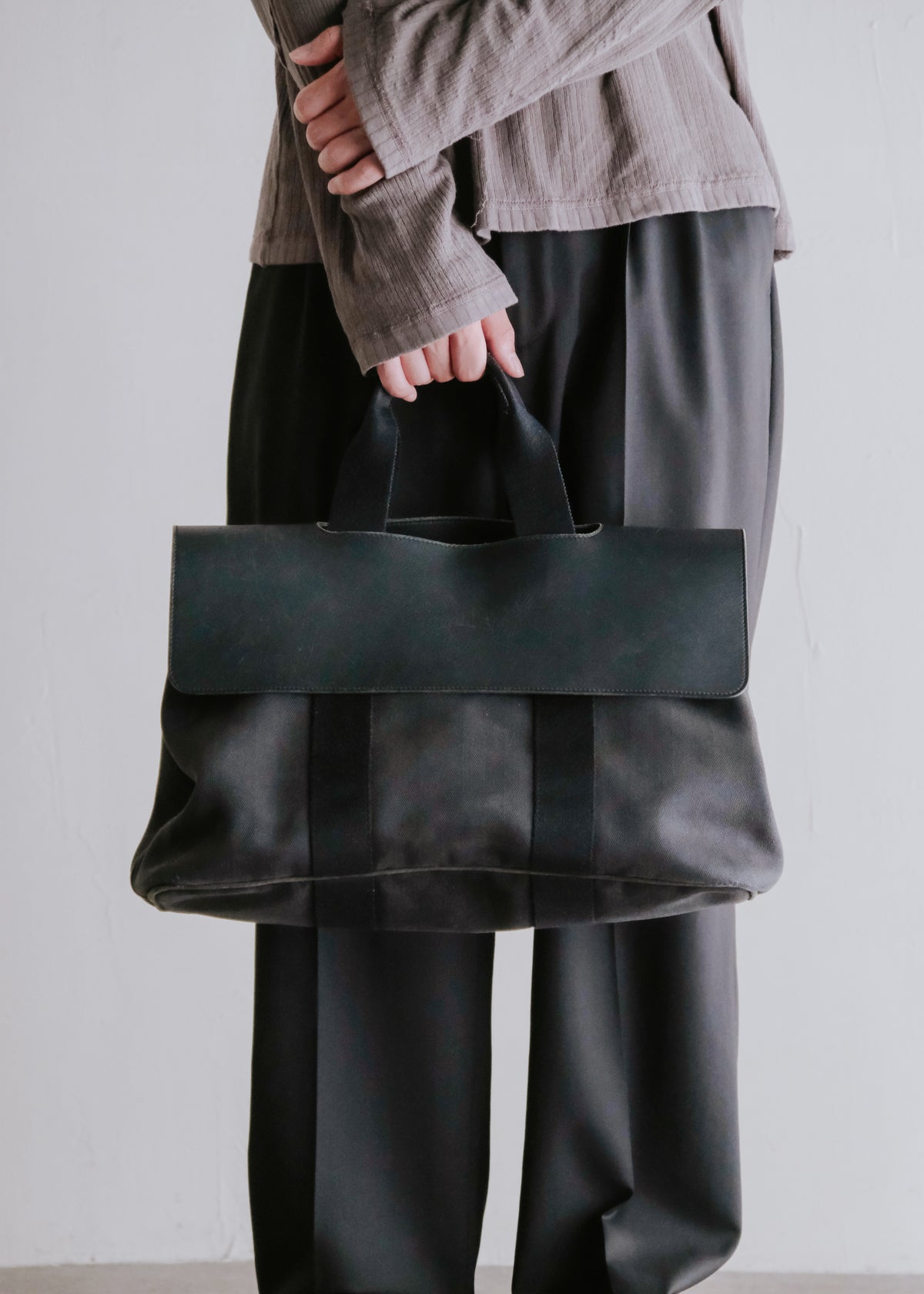 HERMÈS エルメス 00-10年代 valparaiso MM レザー flap canvas ハンドバッグ メンズ