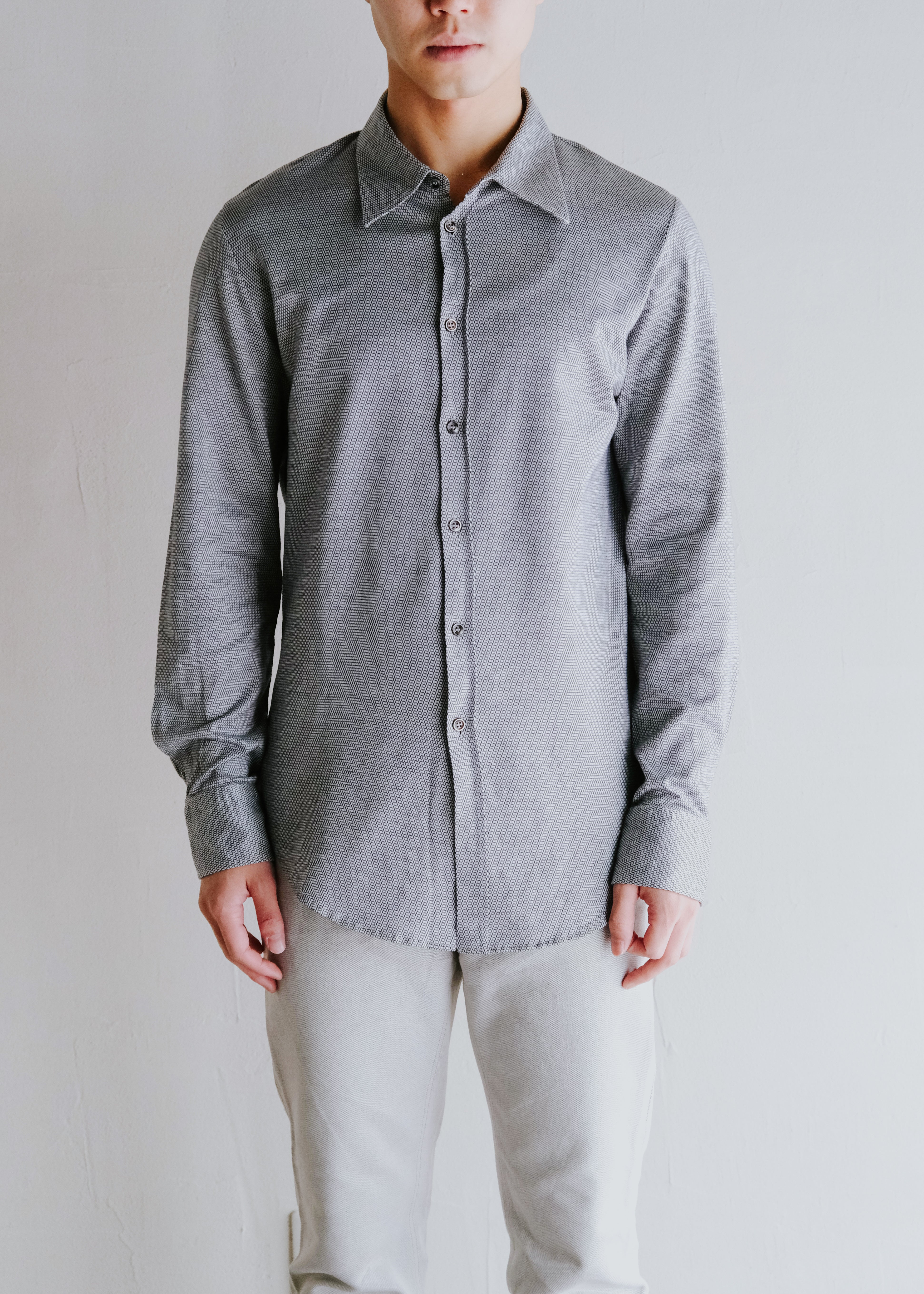MARTIN MARGIELA 05AW geometric design cotton regular collar shirt