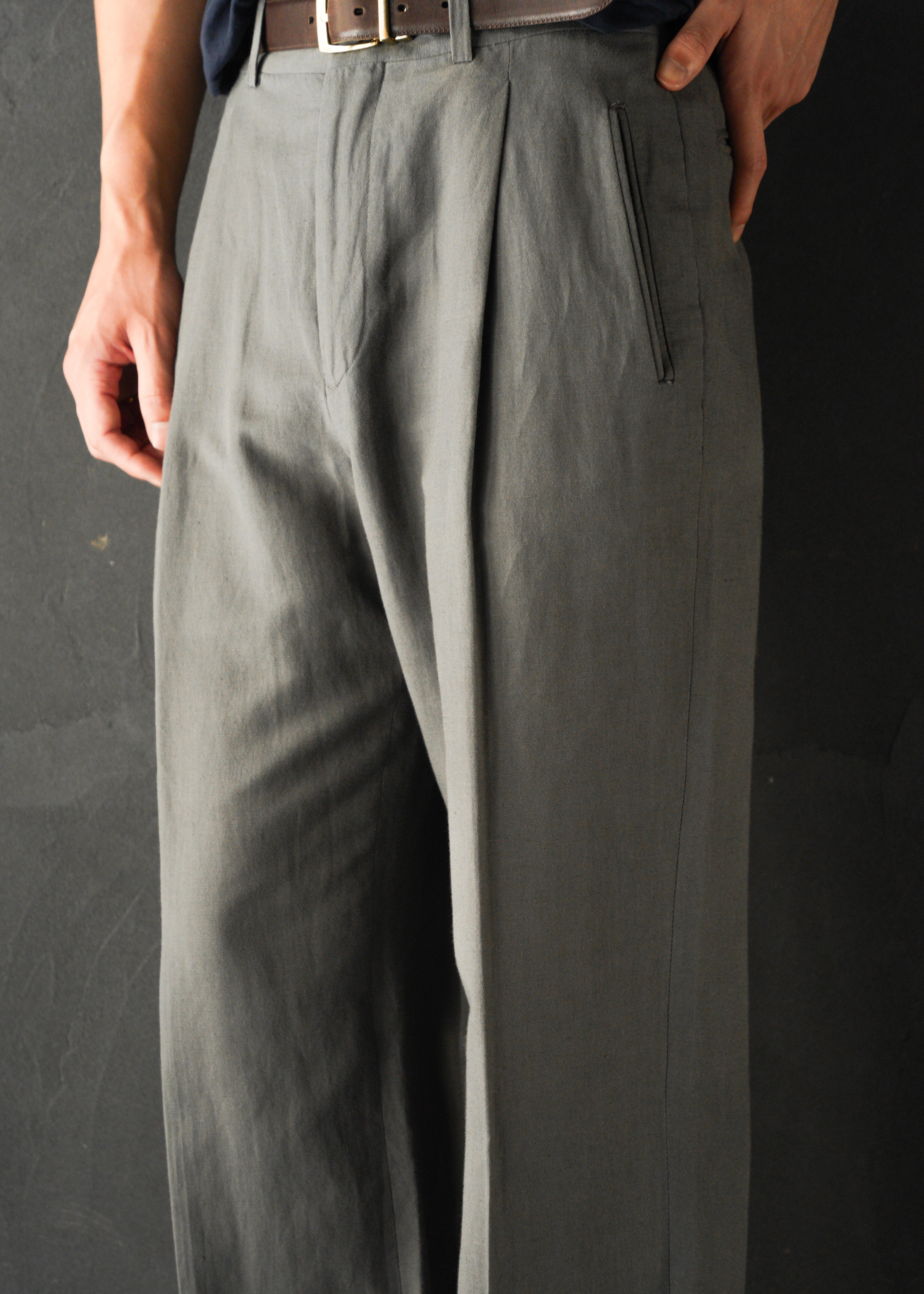 00’s ARMANI COLLEZIONI center crease cotton blend linen pants