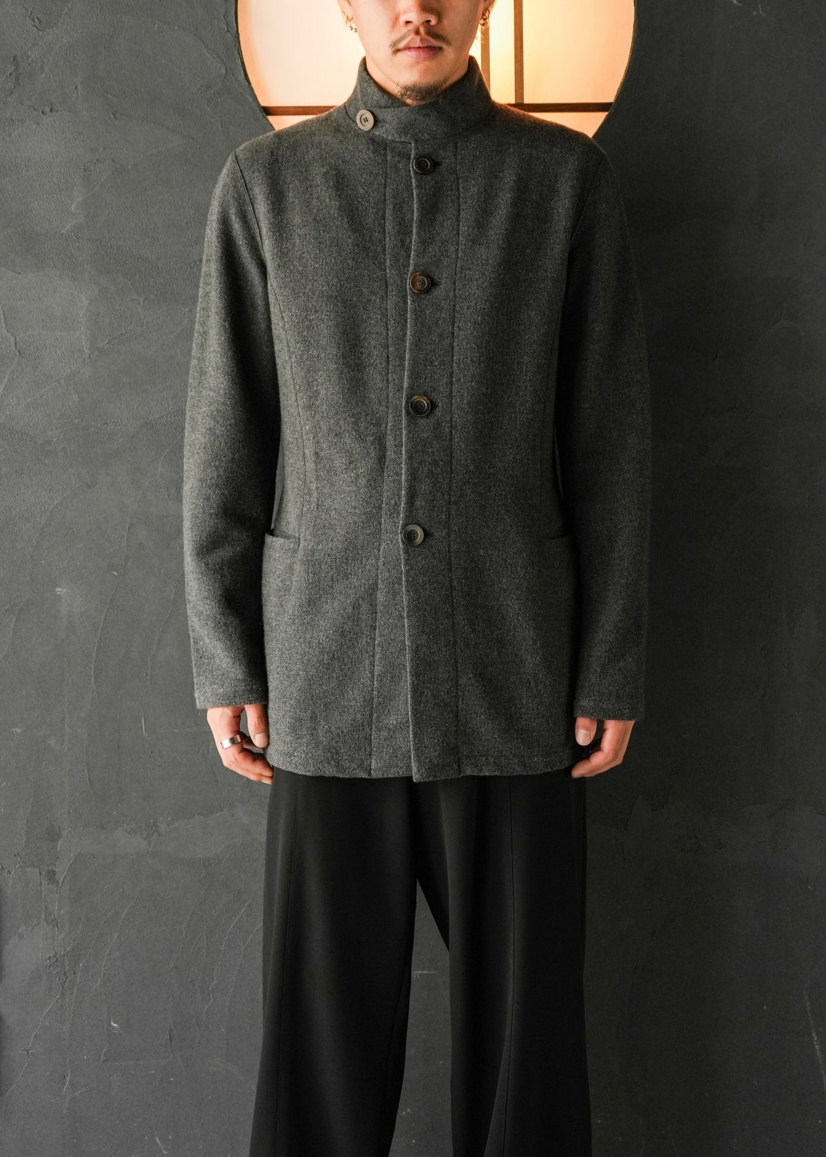 EMPORIO ARMANI 04AW cashmere blend mao collar wool jacket