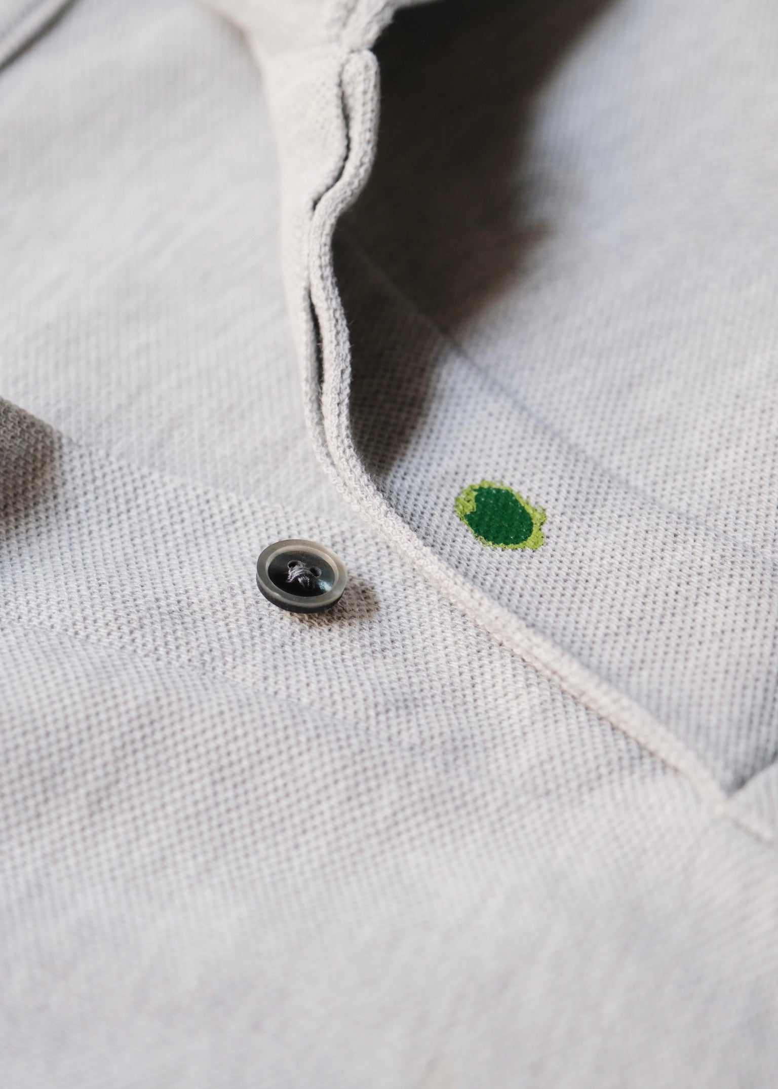 80's iM by MIYAKE DESIGN STUDIO painted fly front polo shirt