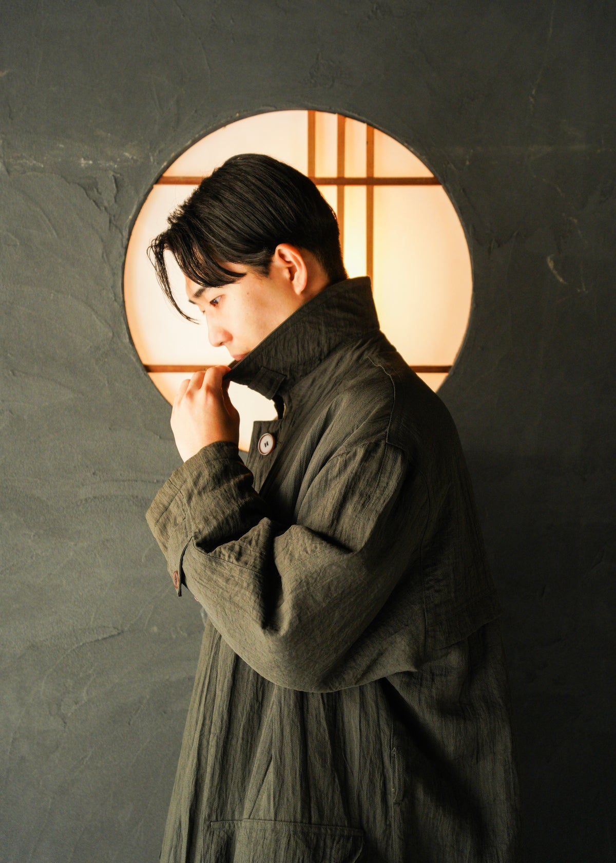 70-80’s GIORGIO ARMANI linen balmacaan coat