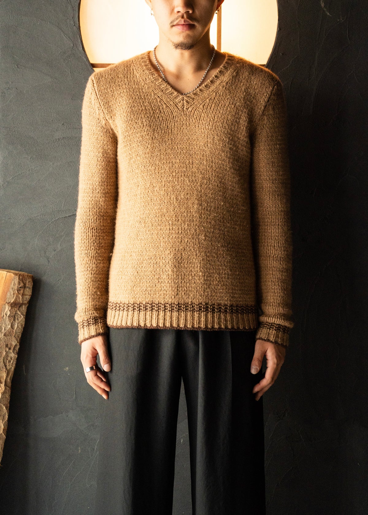 PRADA 2015SS contrast trim v-neck knit