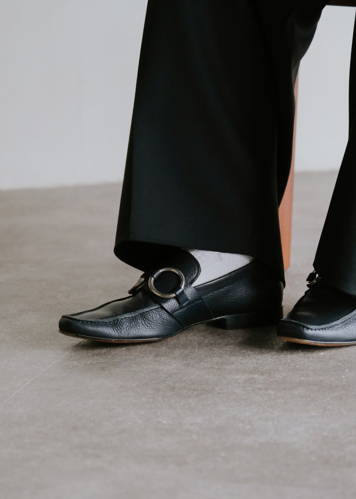 00's MIU MIU square toe ring loafers