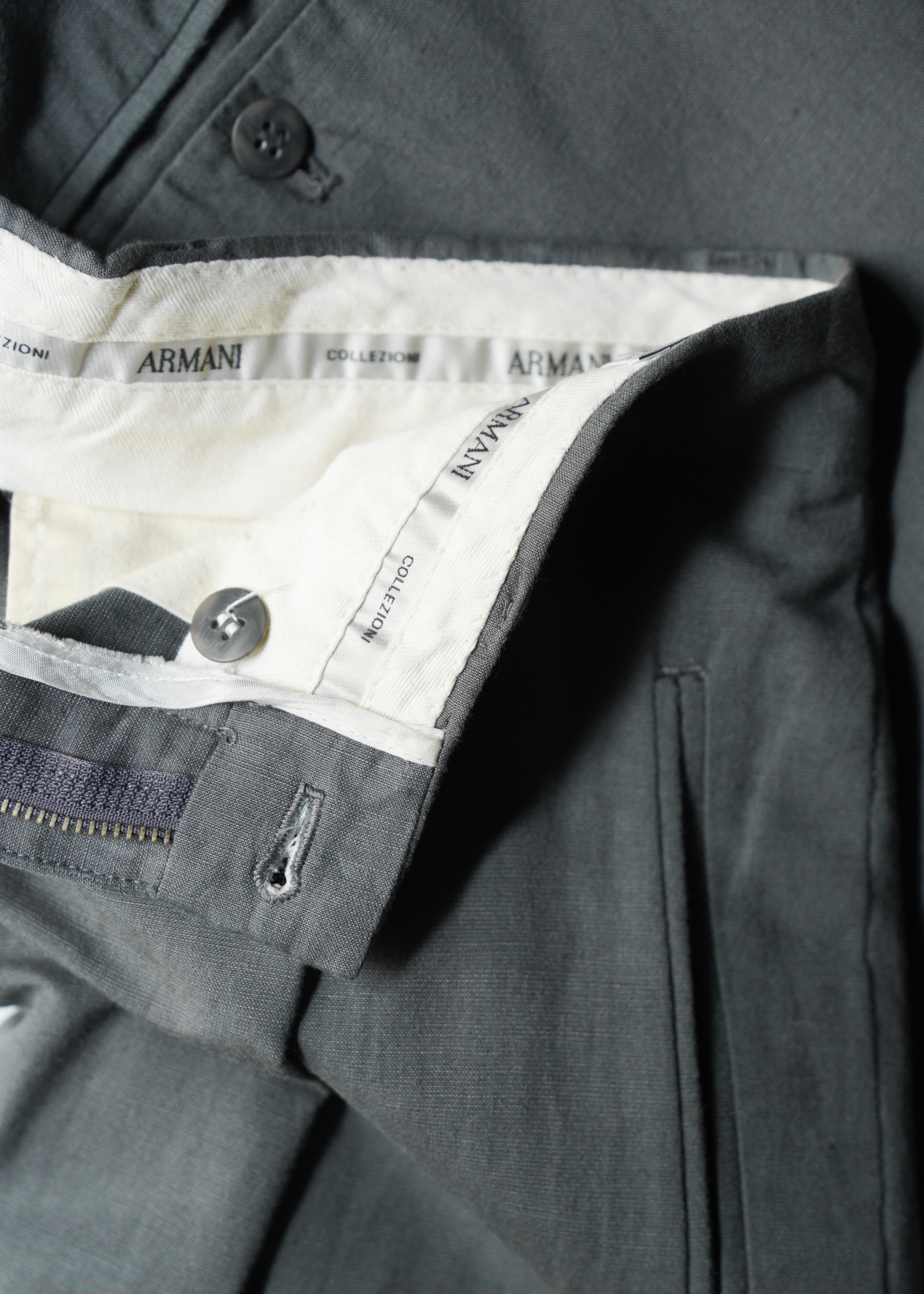 00’s ARMANI COLLEZIONI center crease cotton blend linen pants