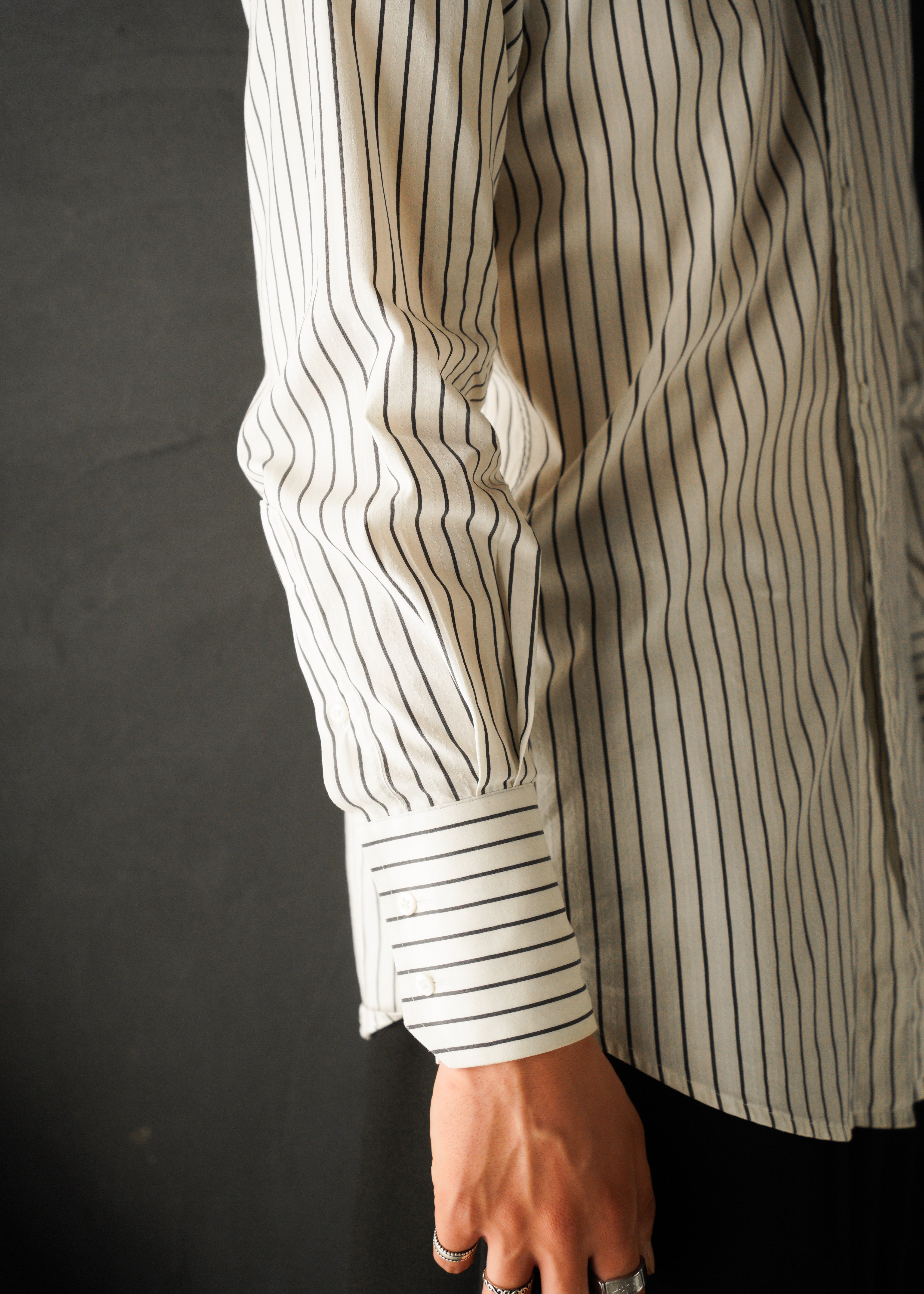 00’s GUCCI wide collar stripe cotton shirt