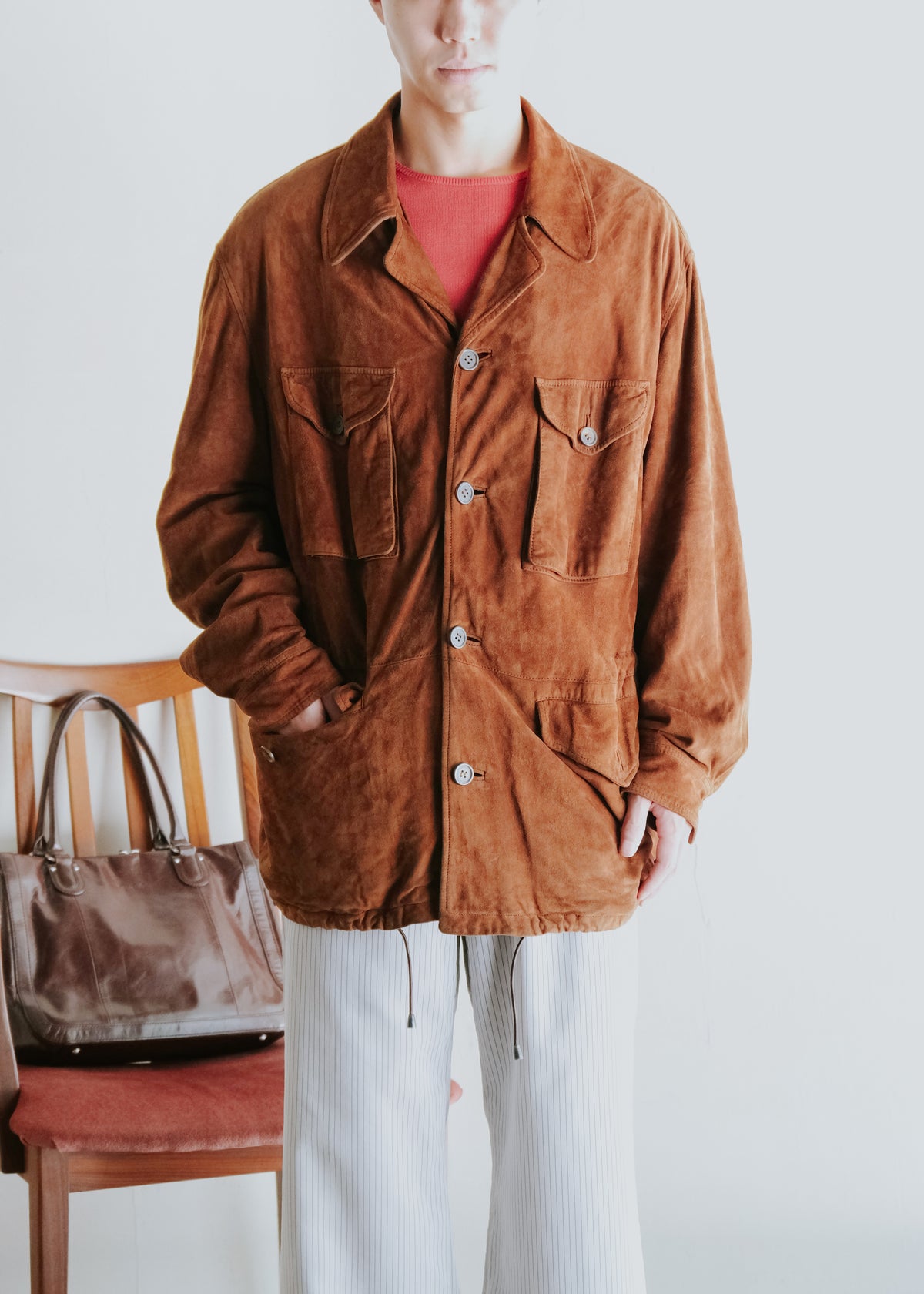 80's HUGO BOSS suede leather safari jacket