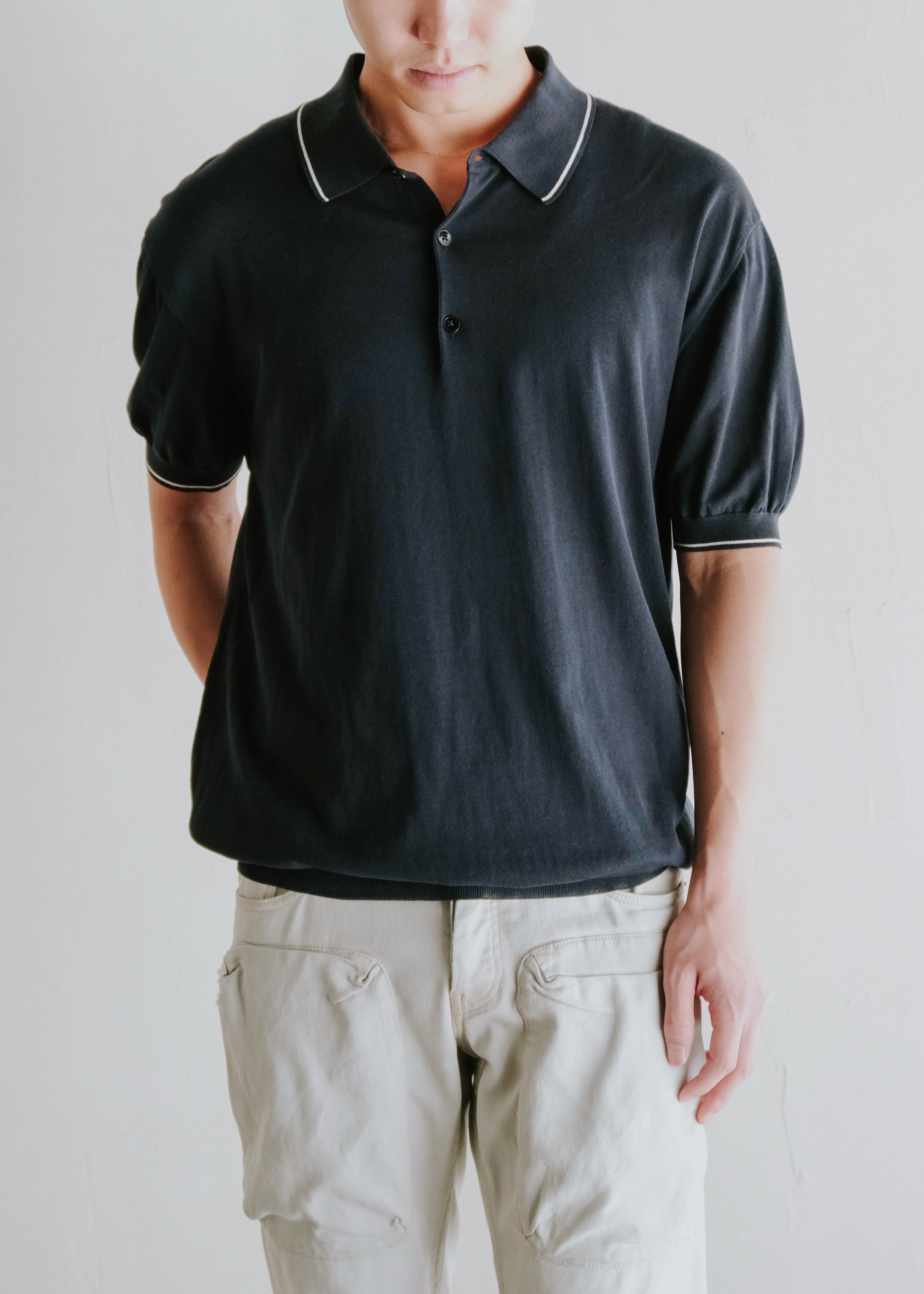 00-10's HERMÈS light cotton lined polo shirt