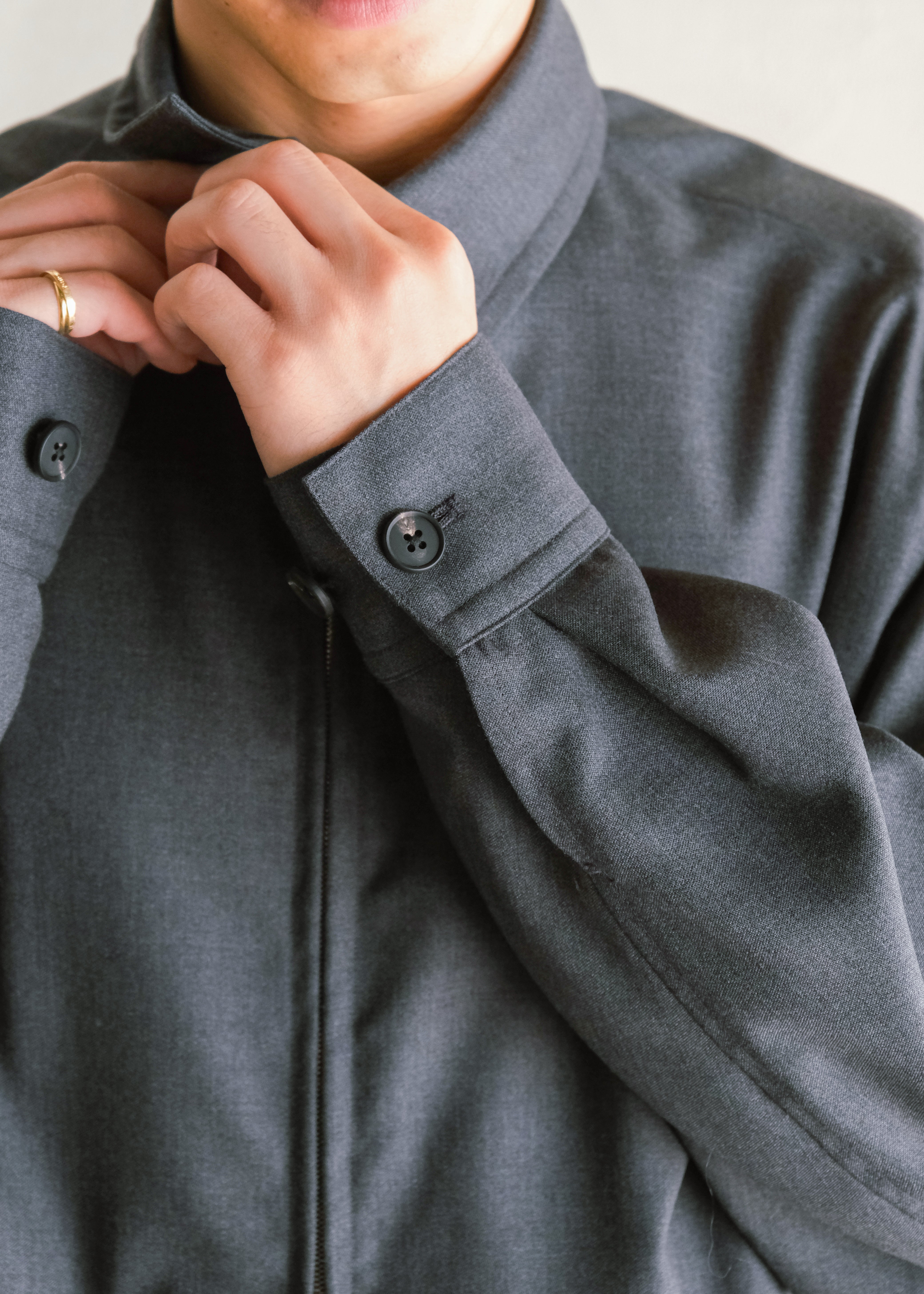 nonnotte 26AW Draping Big Yoke Raglan Drizzler Jacket / Charcoal Top