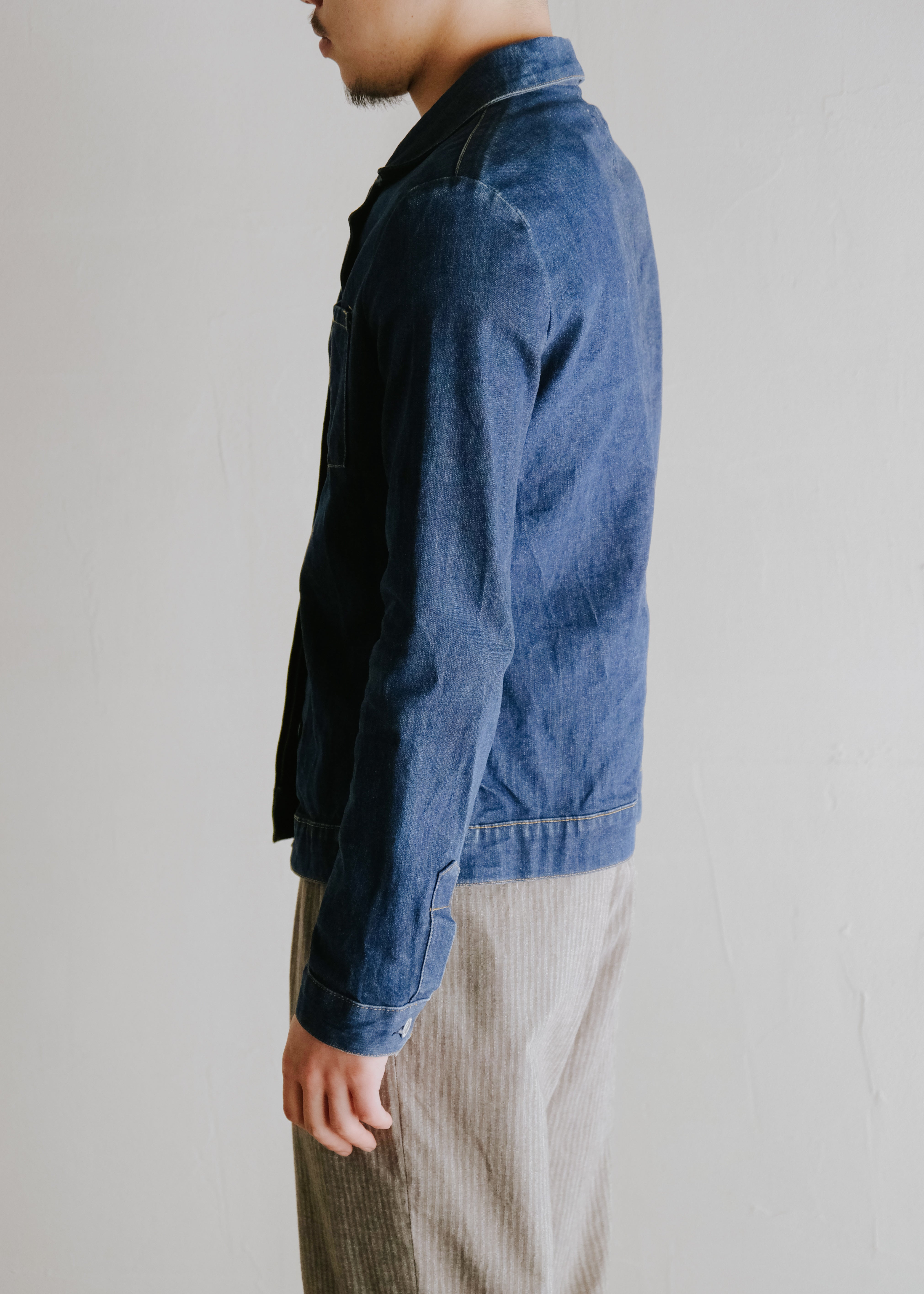 HELMUT LANG 1997 fly front open collar denim jacket