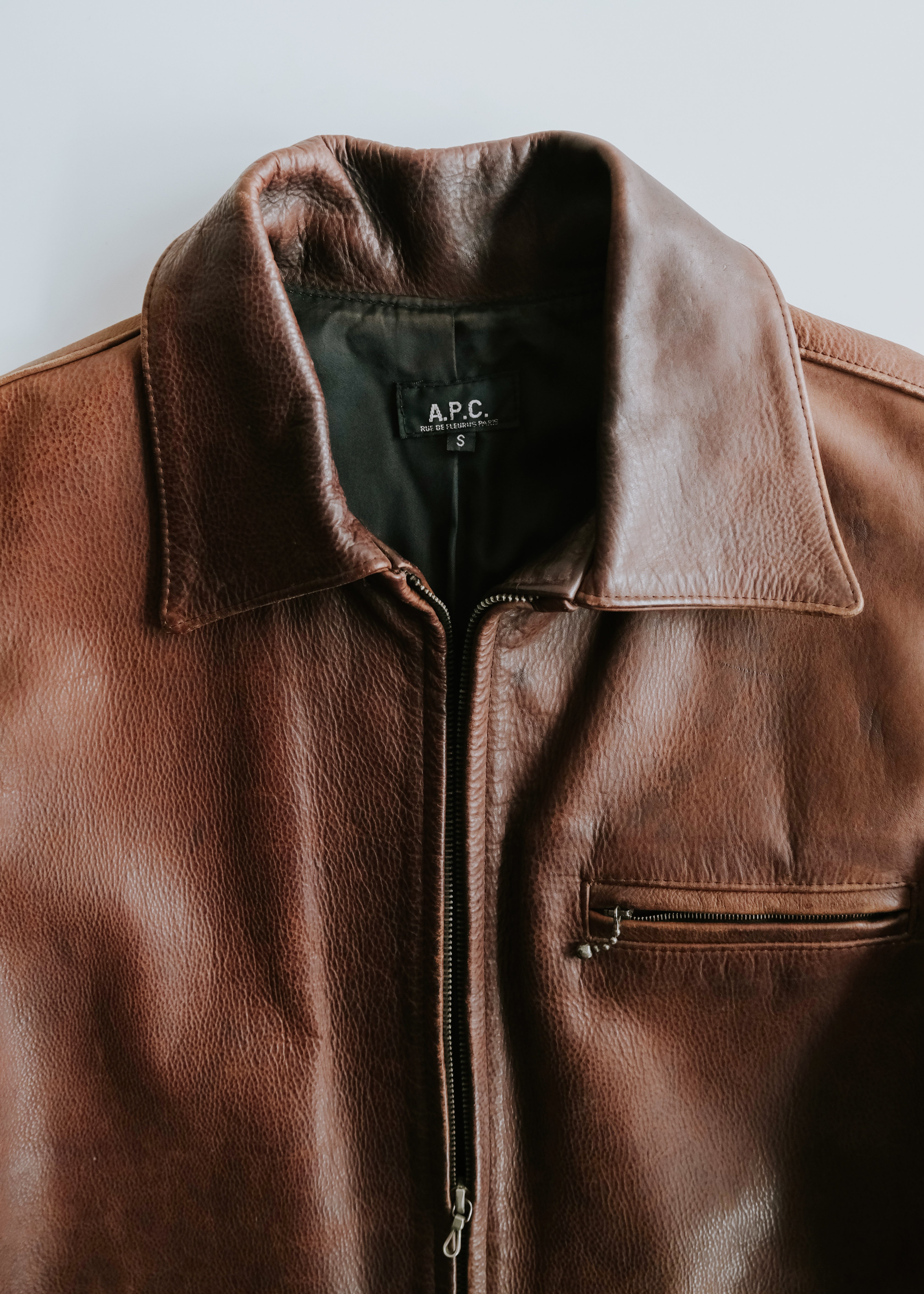 90's A.P.C. cow leather zip up jacket