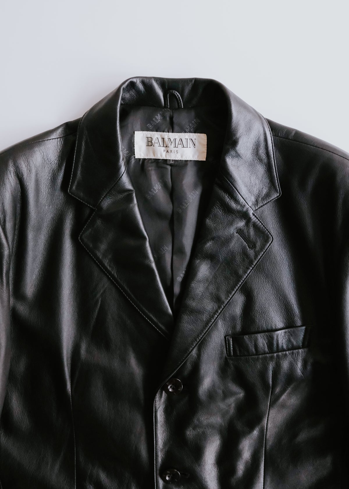 BALMAIN PARIS lamb leather 3B tailored jacket