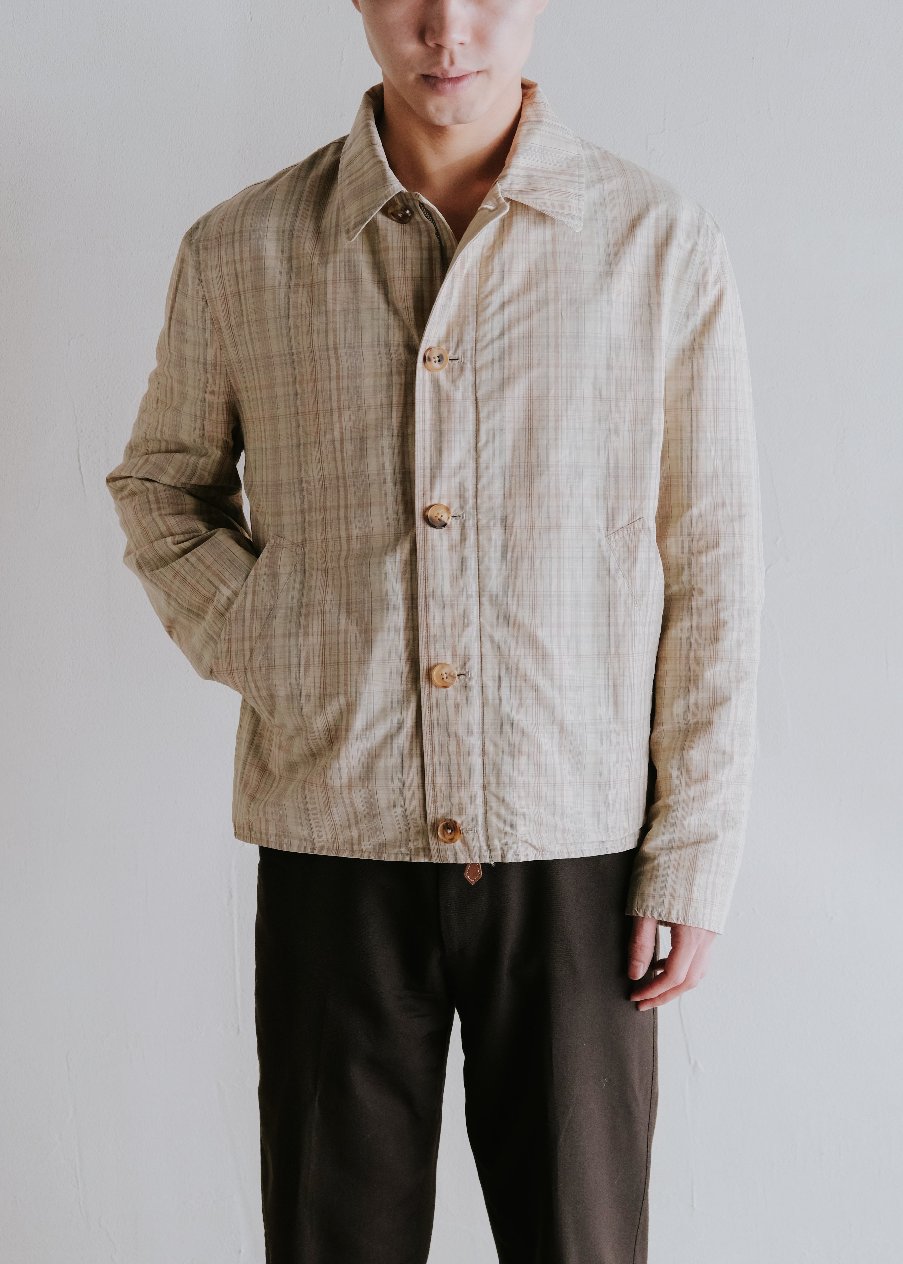 00's- HERMÈS fly front reversible drizzle type jacket
