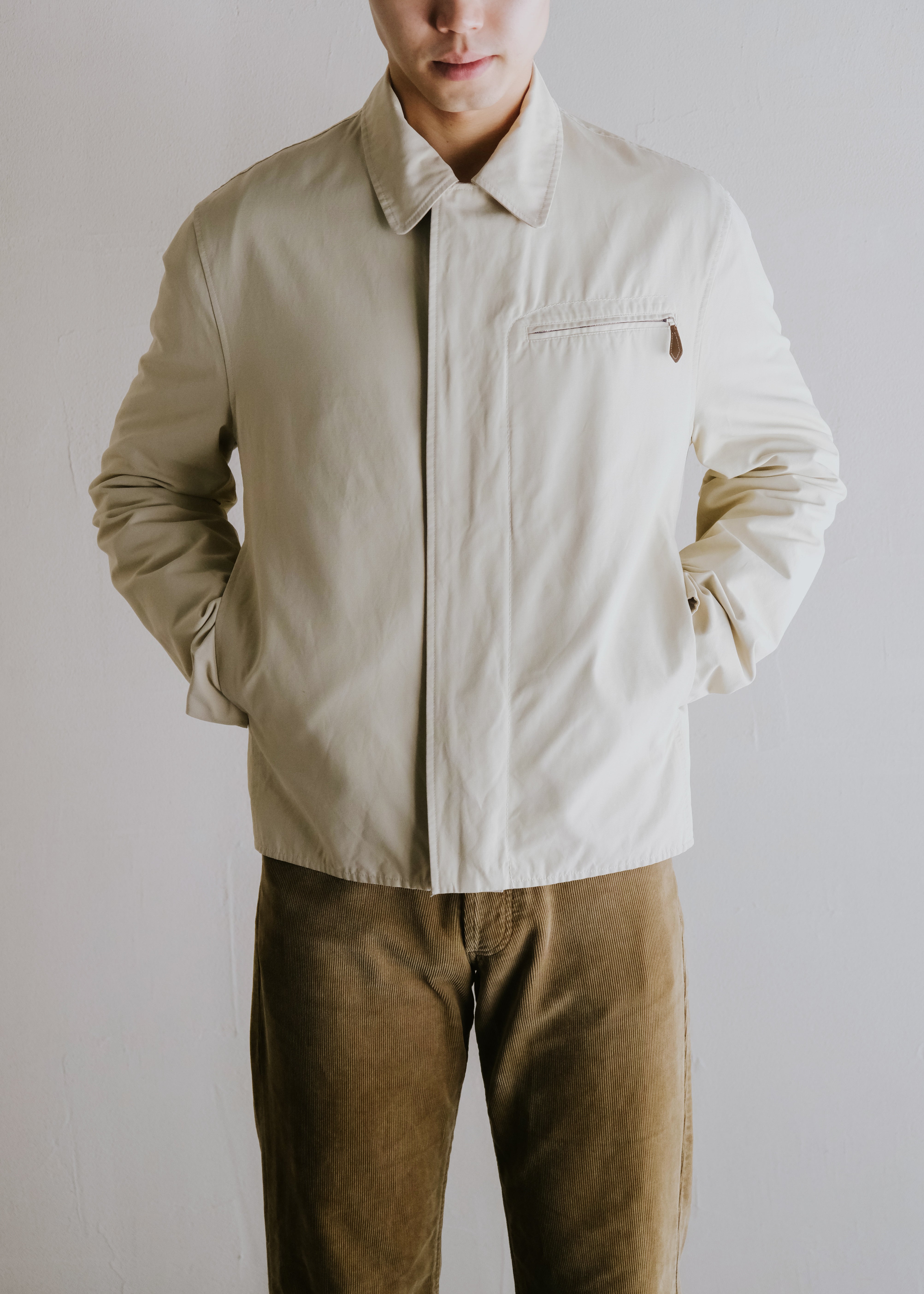 00's- HERMÈS fly front reversible drizzle type jacket