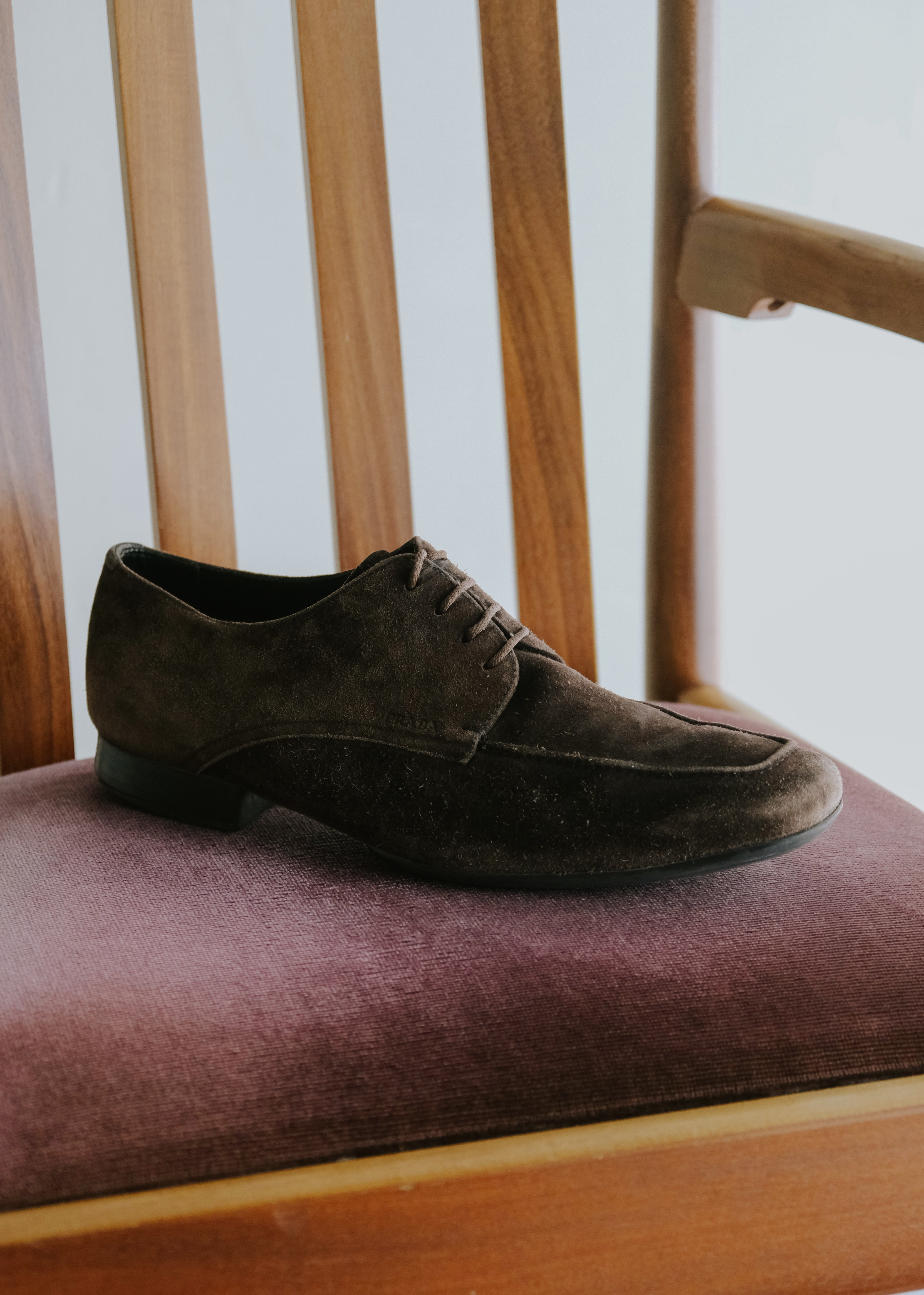 00's PRADA suede leather derby shoes