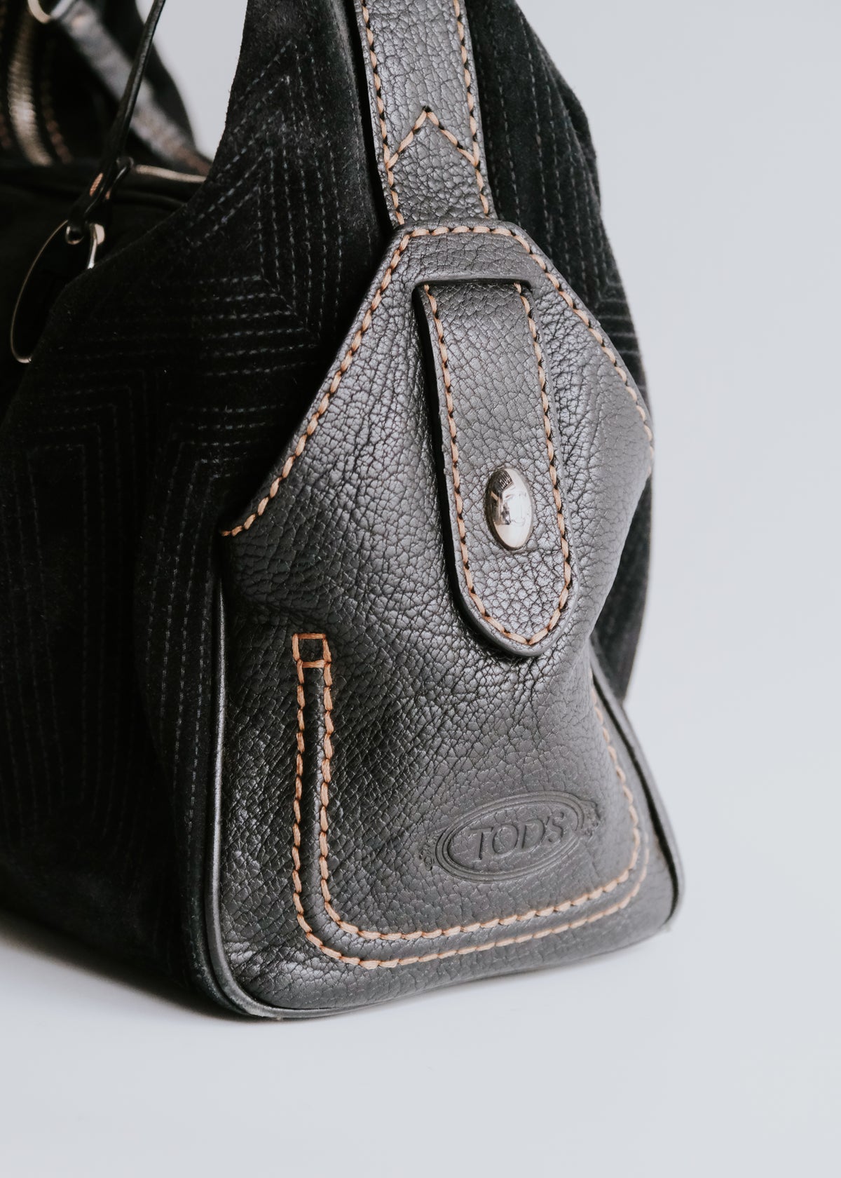 TOD'S velvet leather switching hand bag