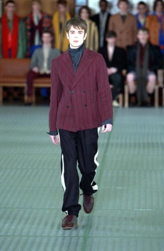 DRIES VAN NOTEN 03AW side line wool easy pants